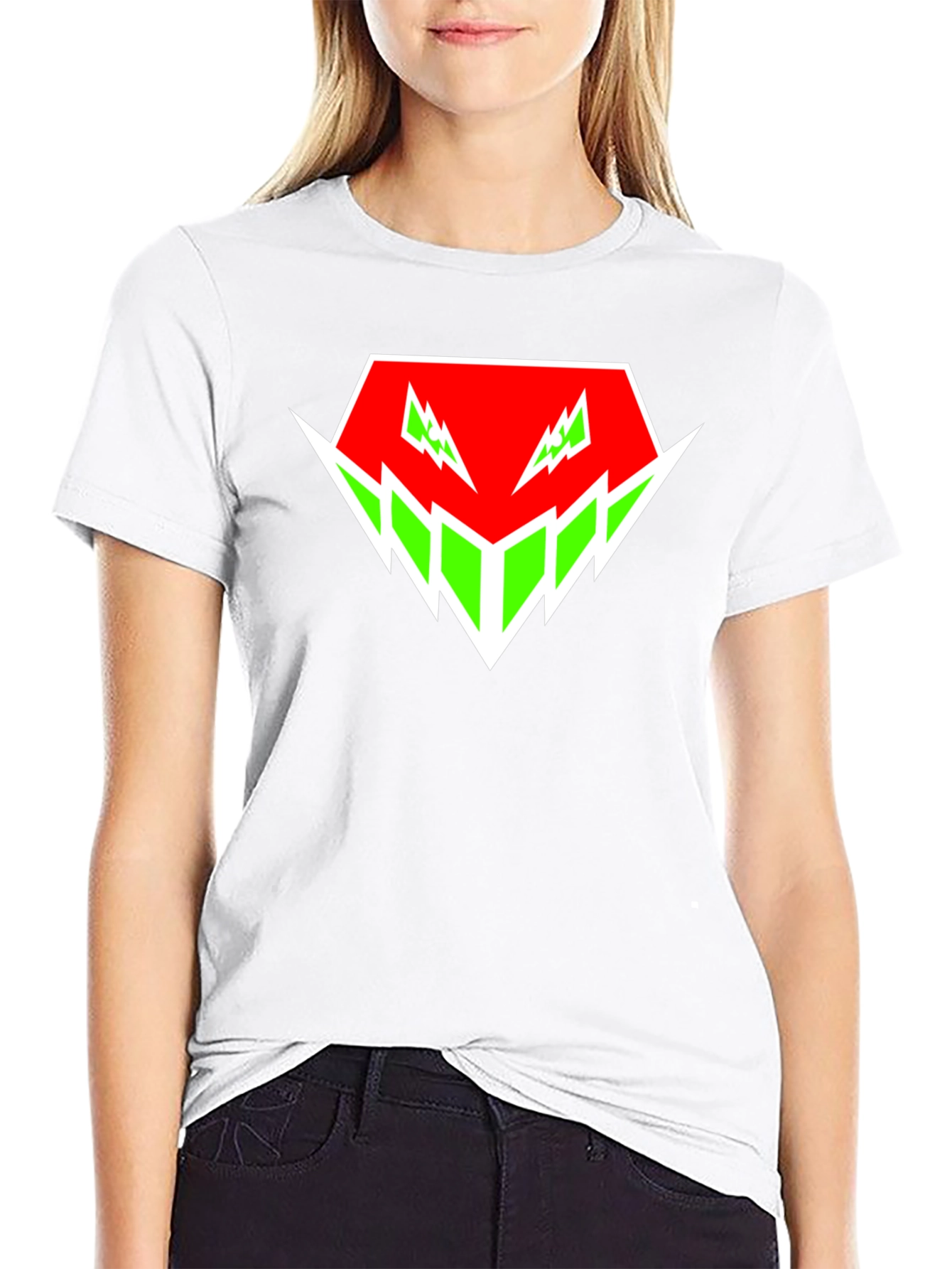 Edgy Graphic Tee - Red & Green Abstract Design