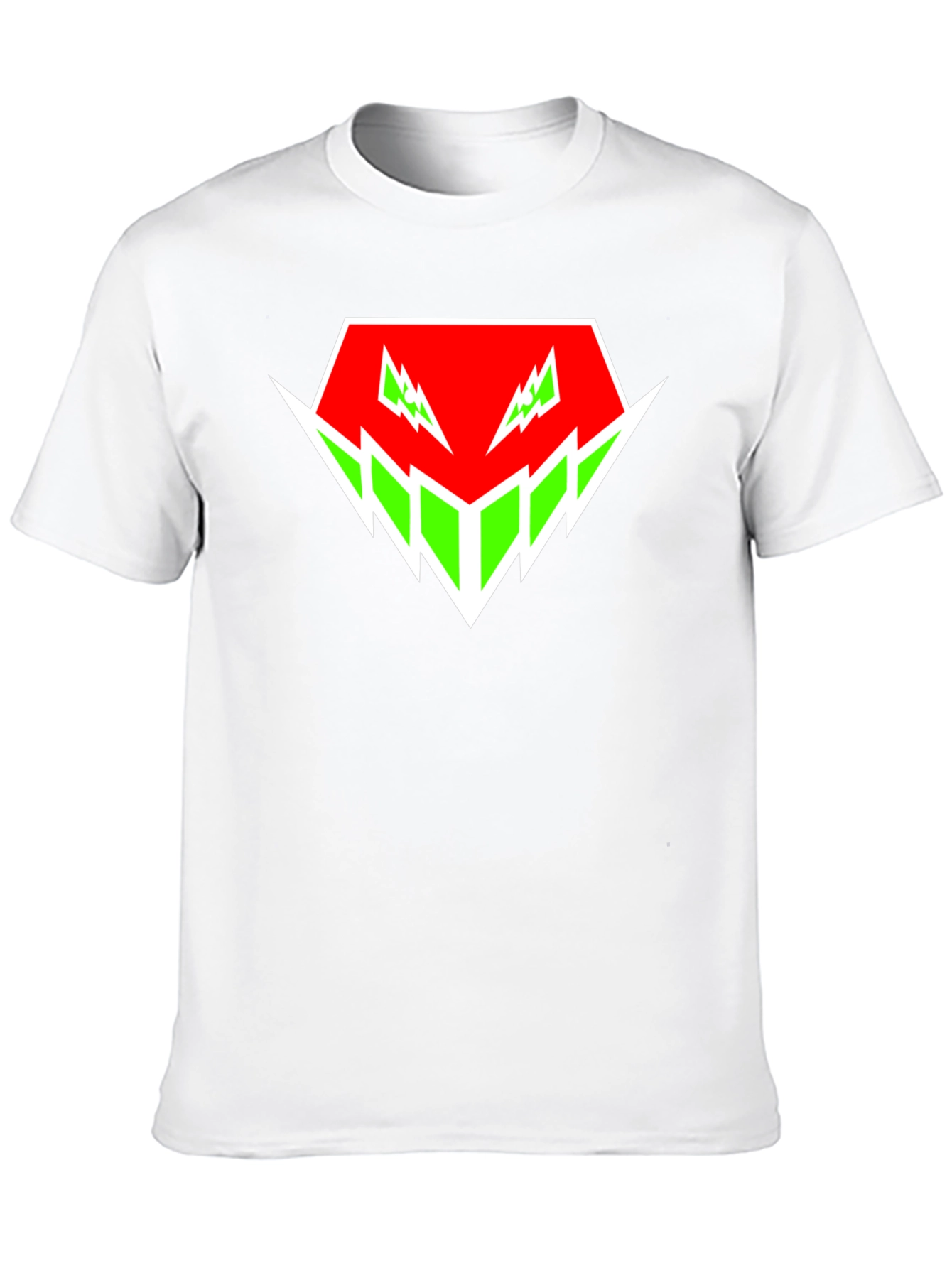 Edgy Graphic Tee - Red & Green Abstract Design