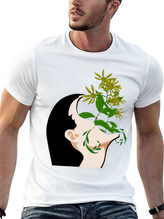 Floral Mind Black T-Shirt - Artistic Graphic Tee