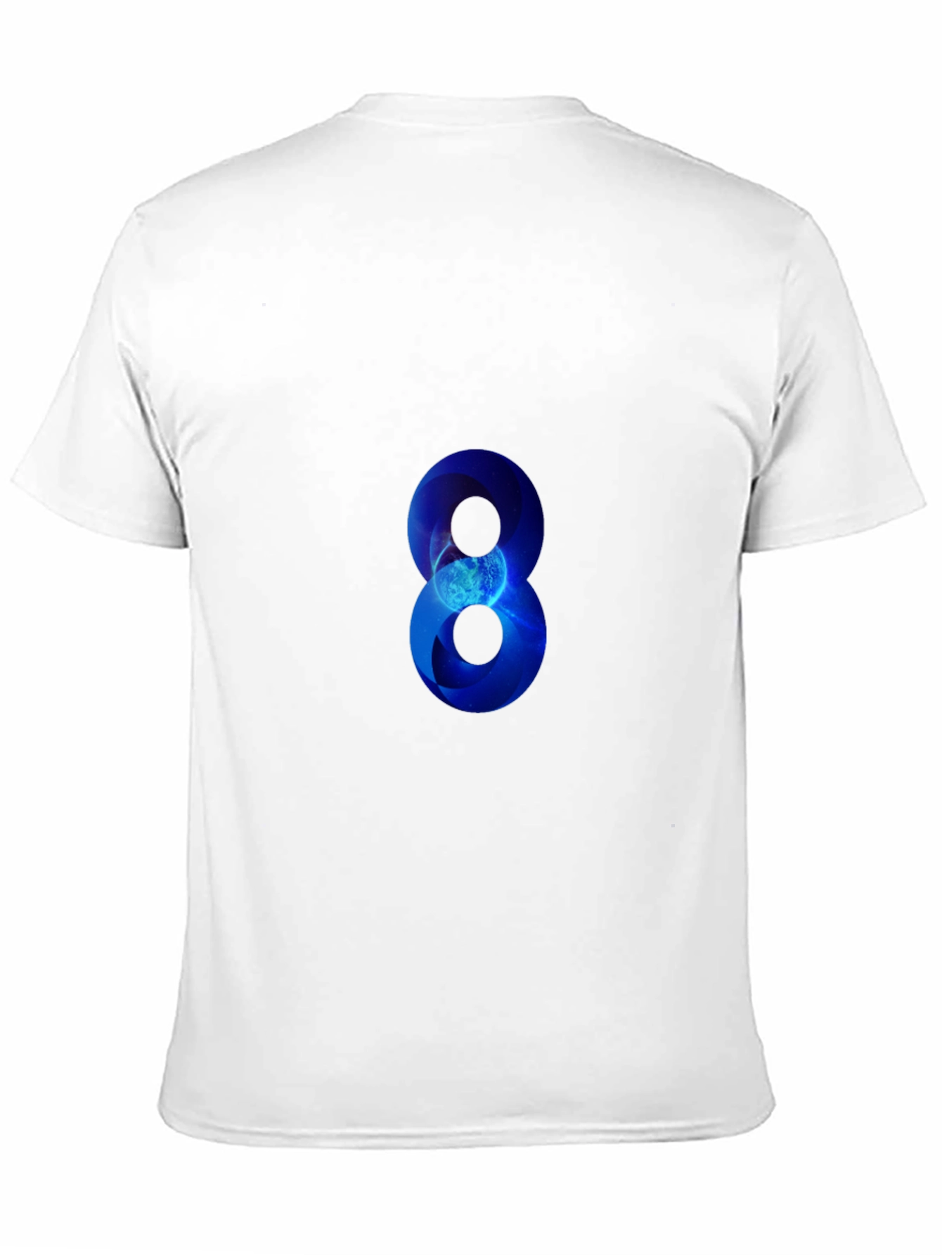 Blue Number 8 Graphic Print Black T-Shirt