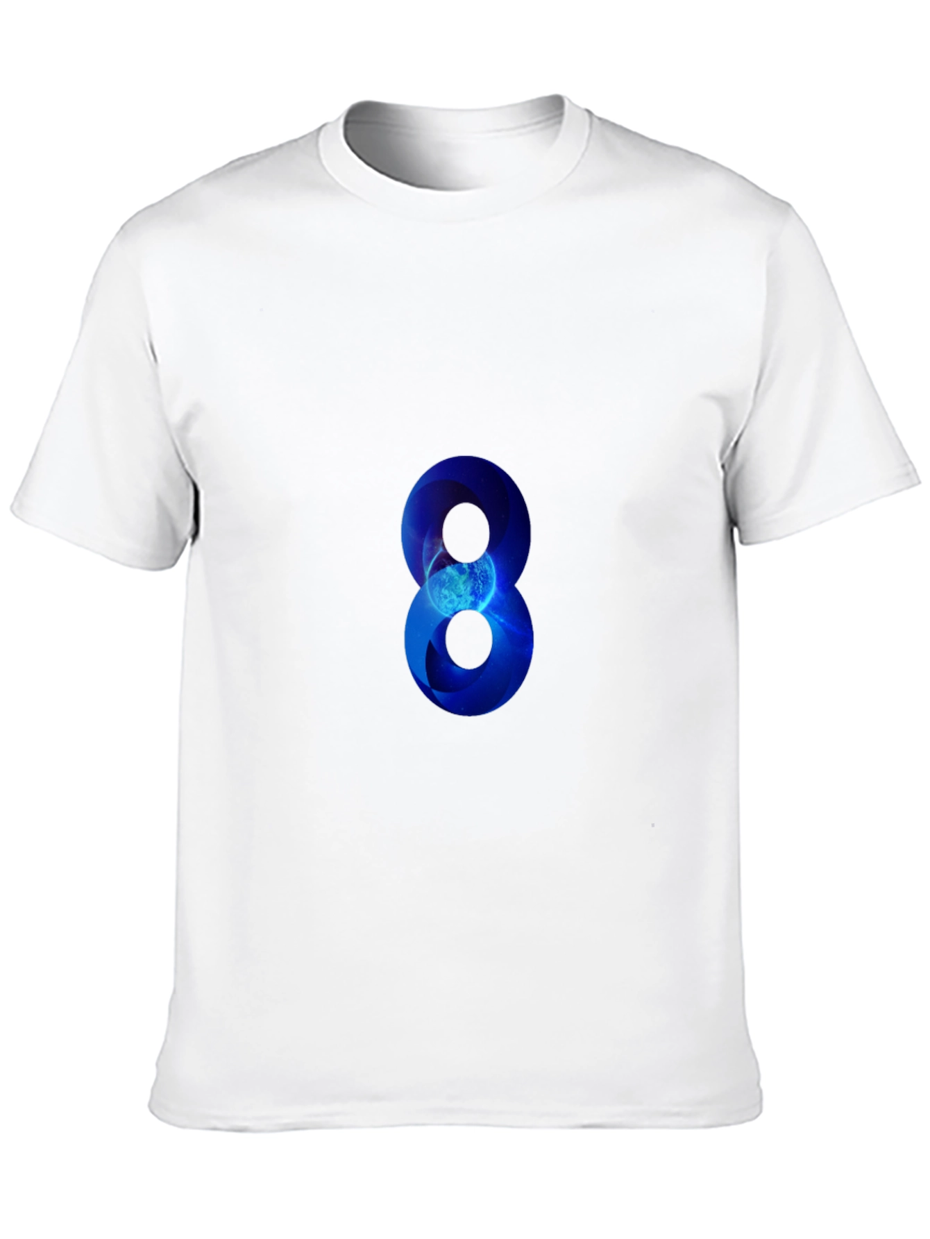 Blue Number 8 Graphic Print Black T-Shirt