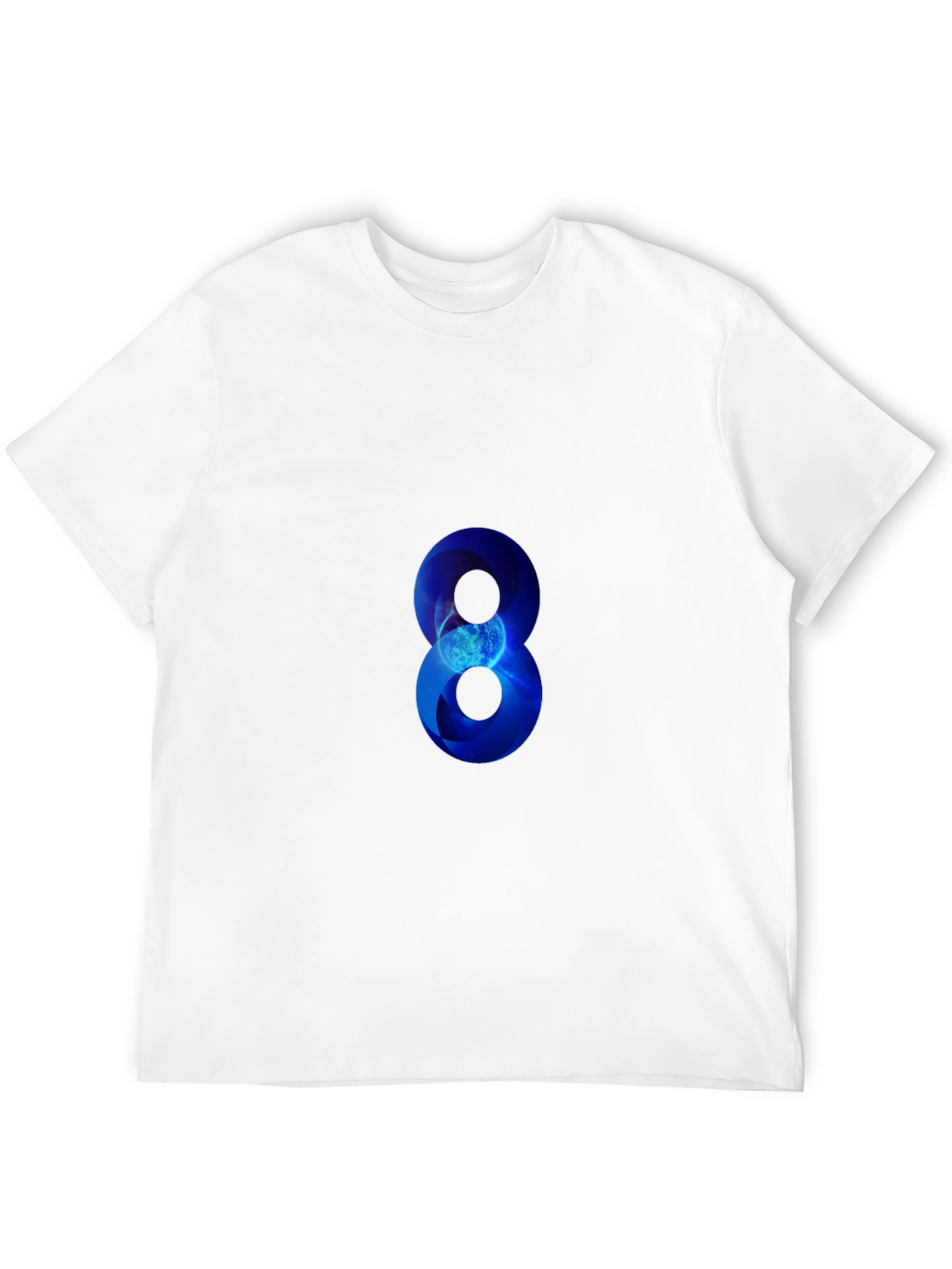 Blue Number 8 Graphic Print Black T-Shirt