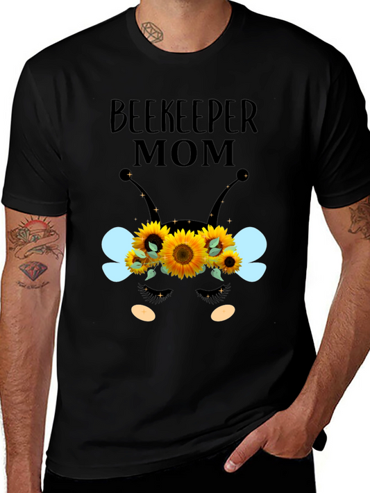 Beekeeper Mom T-Shirt - Floral Bee Design