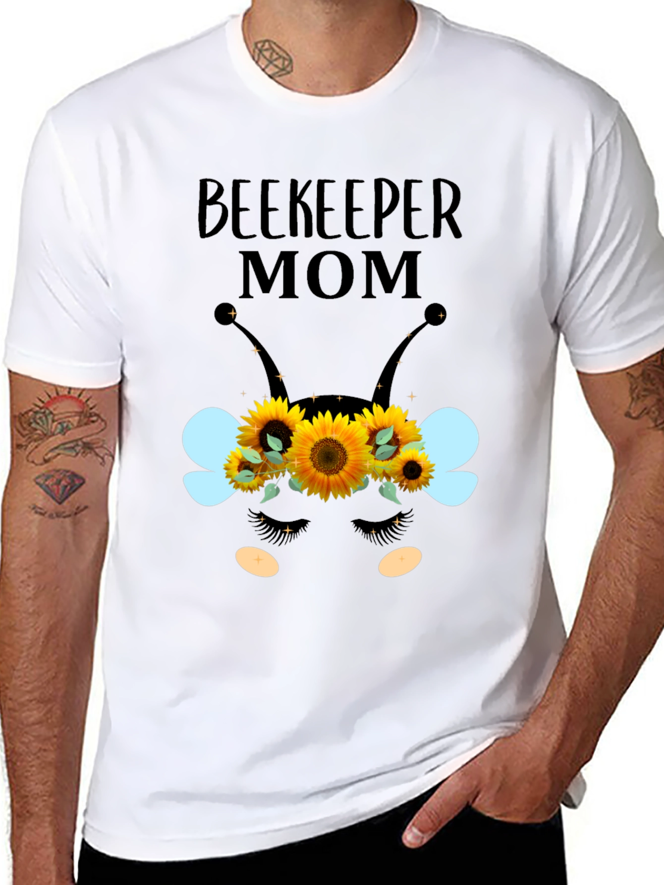 Beekeeper Mom T-Shirt - Floral Bee Design