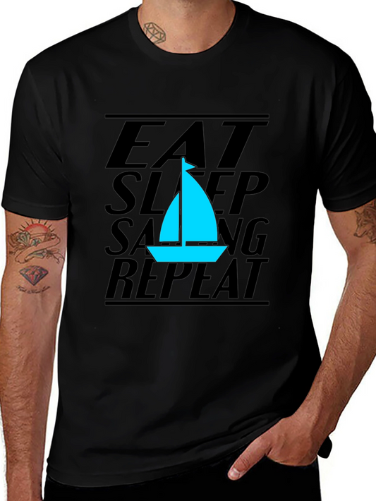 Eat Sleep Sailing Repeat Black T-Shirt