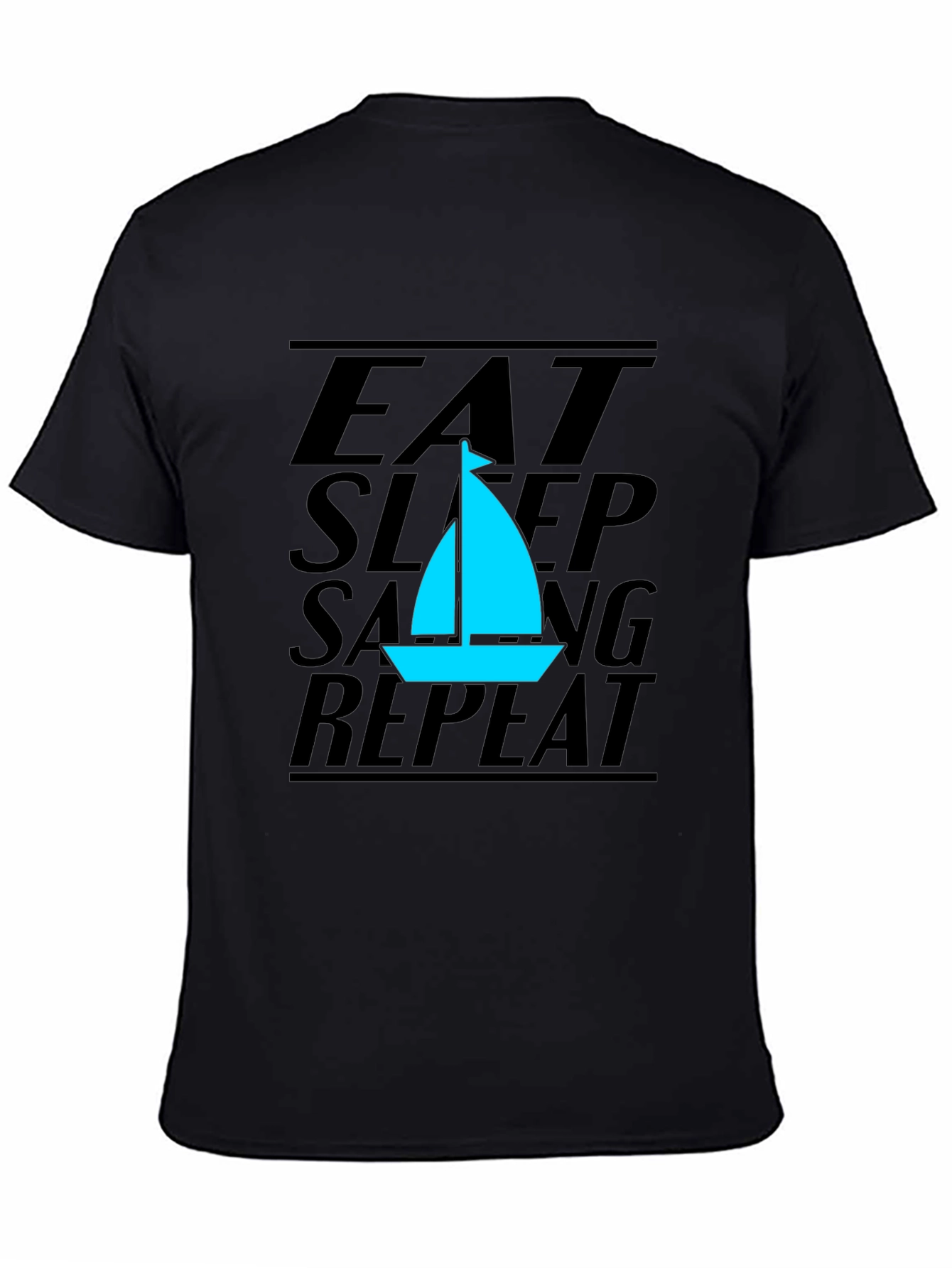 Eat Sleep Sailing Repeat Black T-Shirt