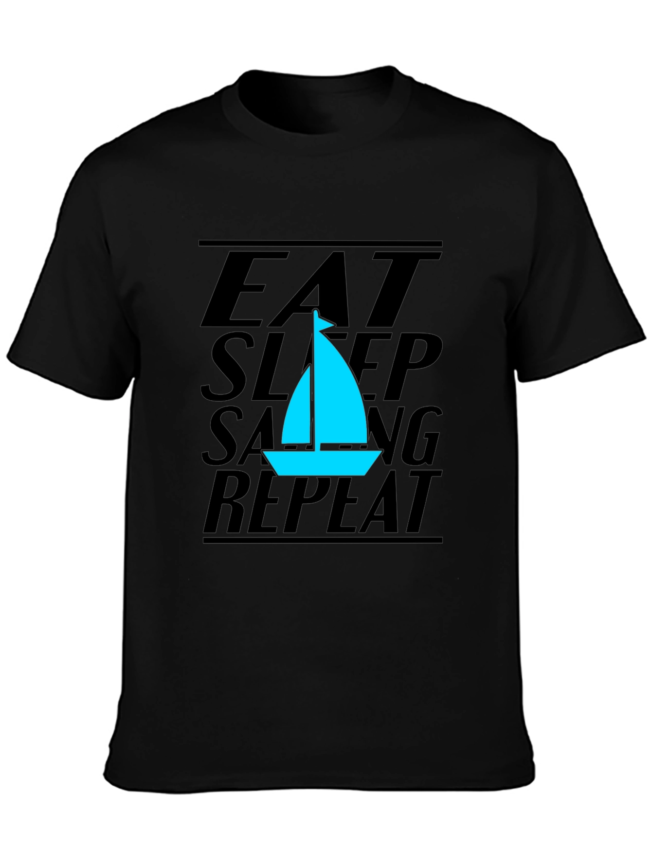 Eat Sleep Sailing Repeat Black T-Shirt