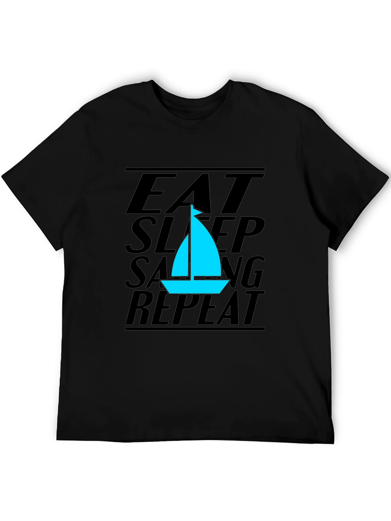 Eat Sleep Sailing Repeat Black T-Shirt