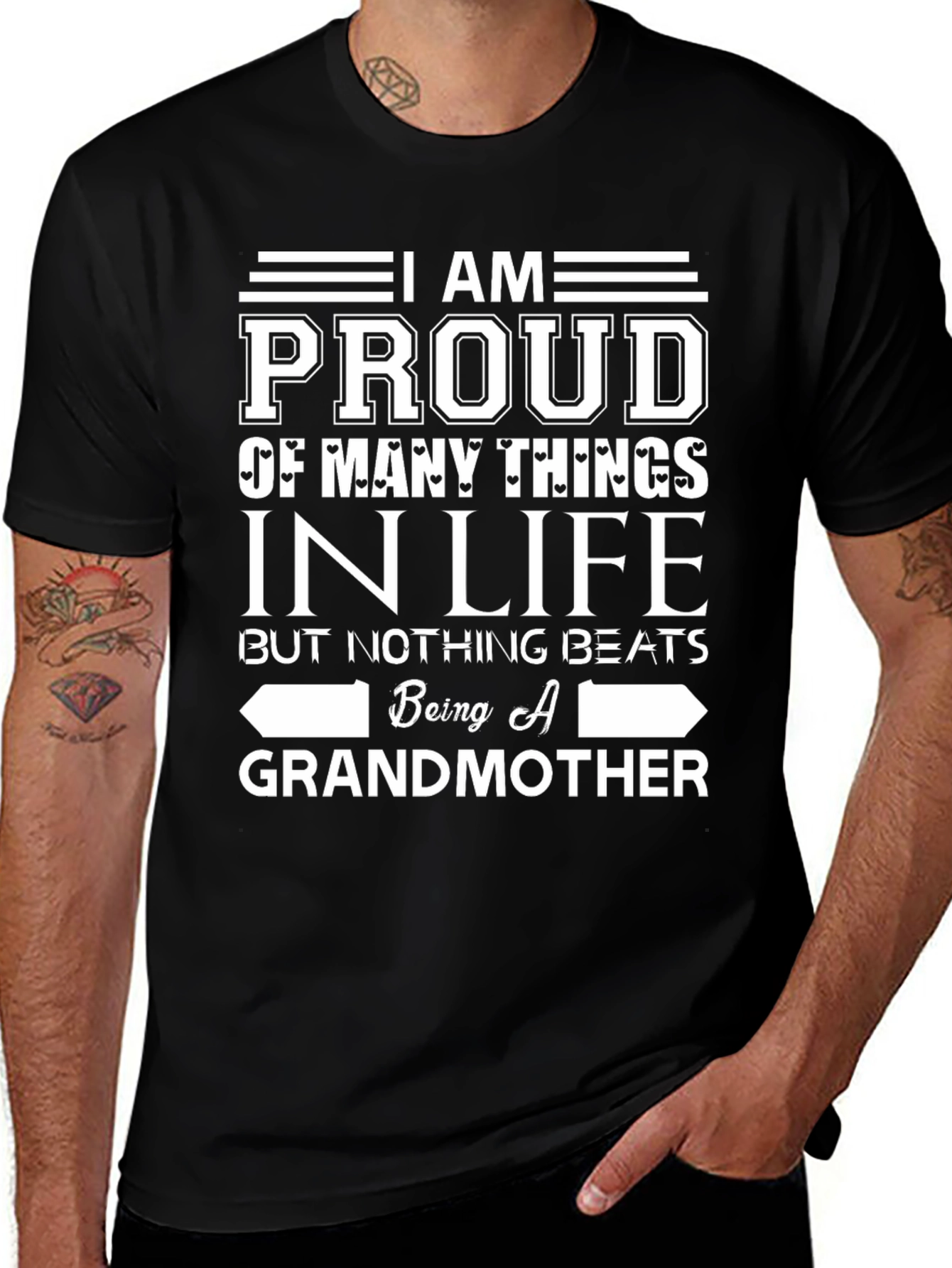 Proud Grandmother Graphic T-Shirt - Black Cotton Tee