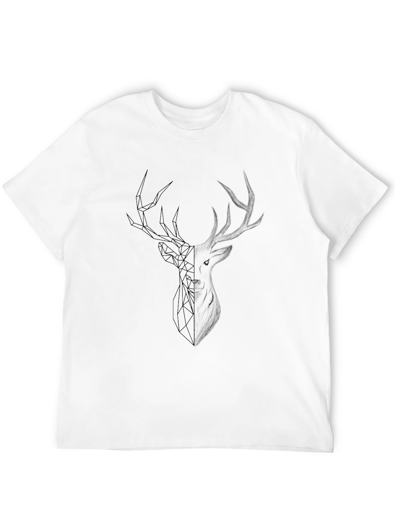 Geometric Deer Head Black T-Shirt