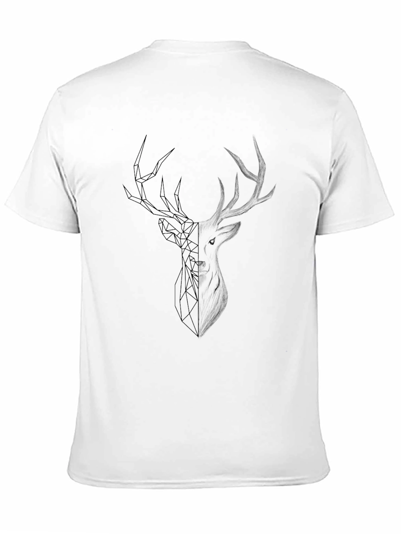 Geometric Deer Head Black T-Shirt