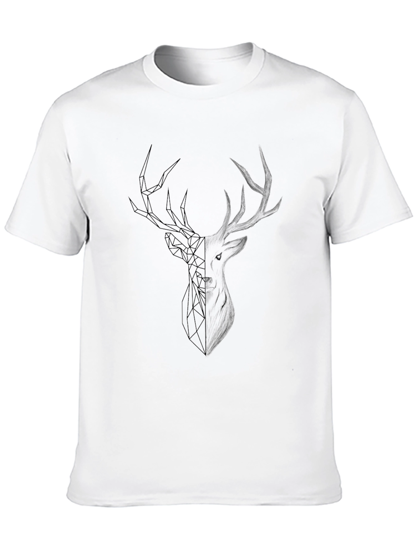 Geometric Deer Head Black T-Shirt