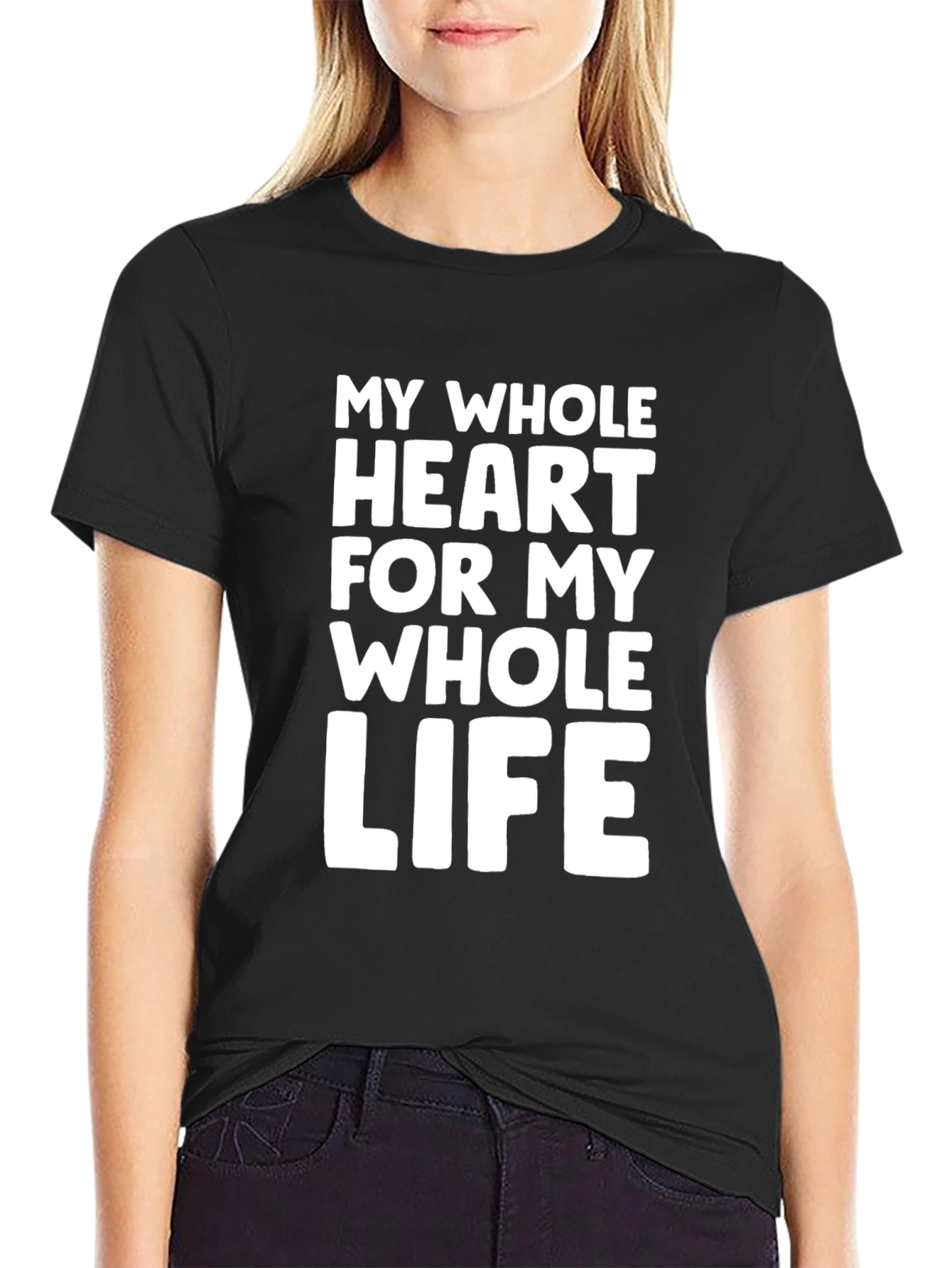 My Whole Heart T-Shirt - Black Cotton