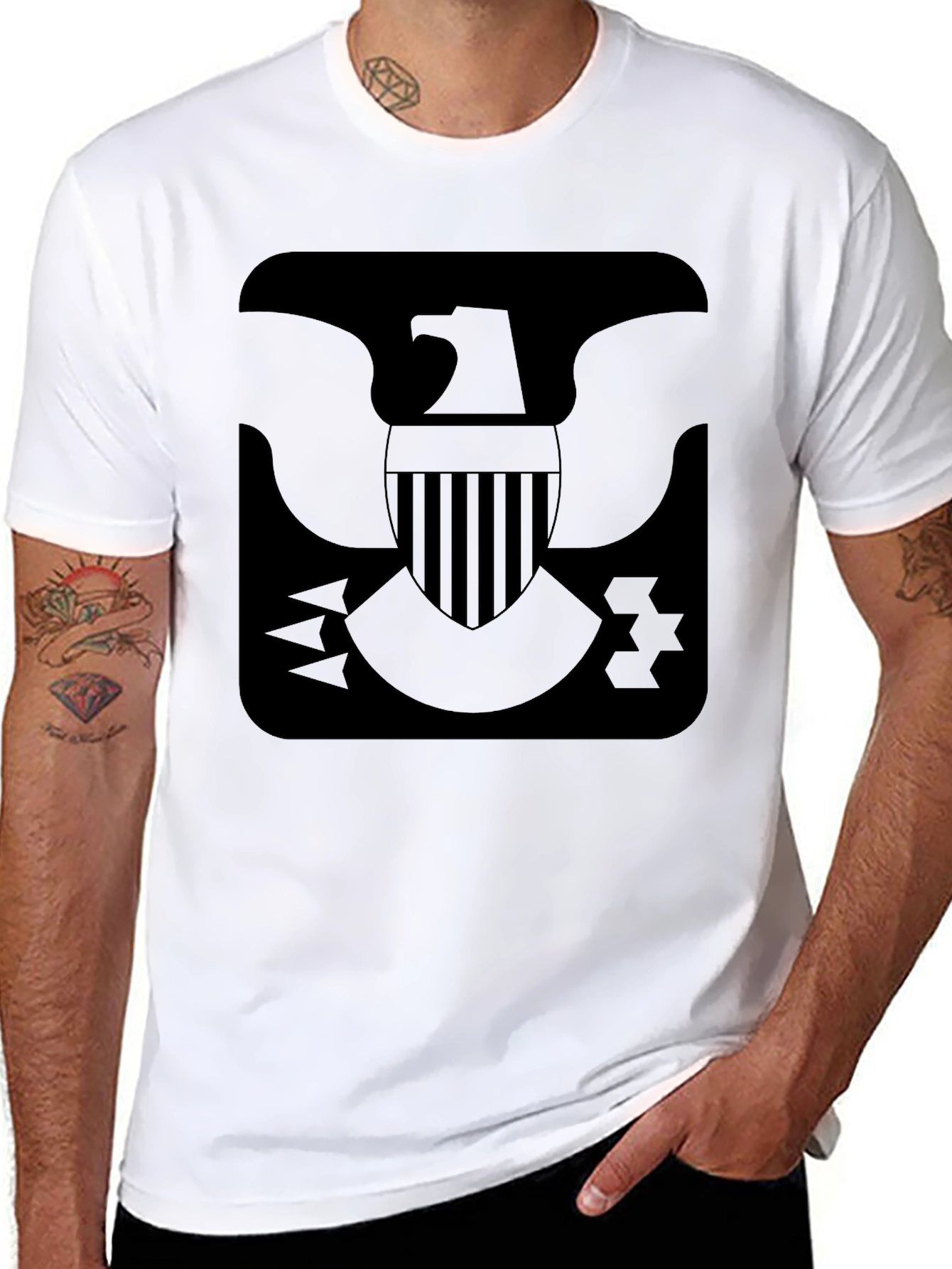 Black T-Shirt Eagle Emblem Graphic Tee