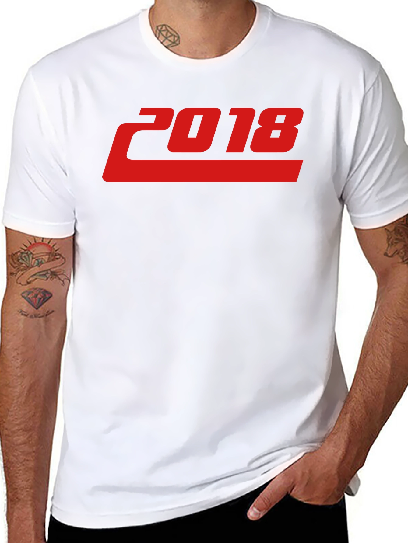 2018 Graphic Print Black T-Shirt