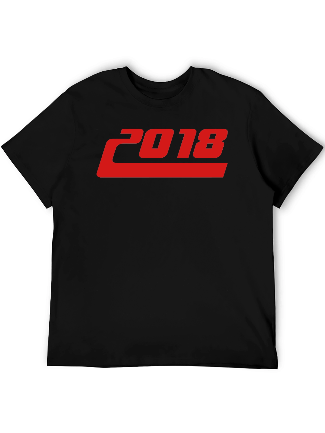 2018 Graphic Print Black T-Shirt