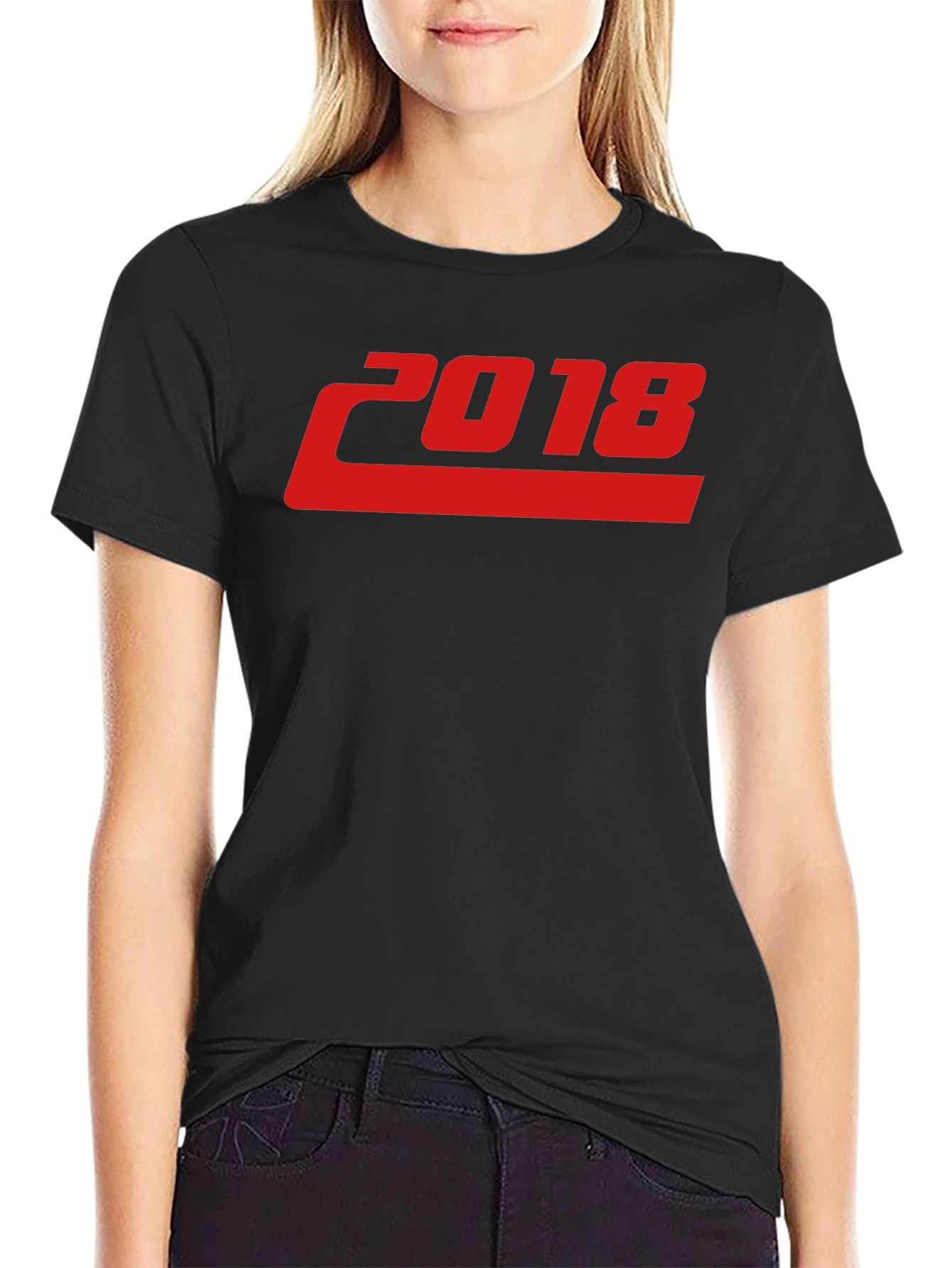 2018 Graphic Print Black T-Shirt