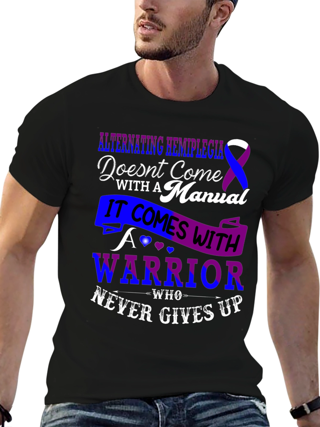 Alternating Hemiplegia Warrior T-Shirt - Never Gives Up