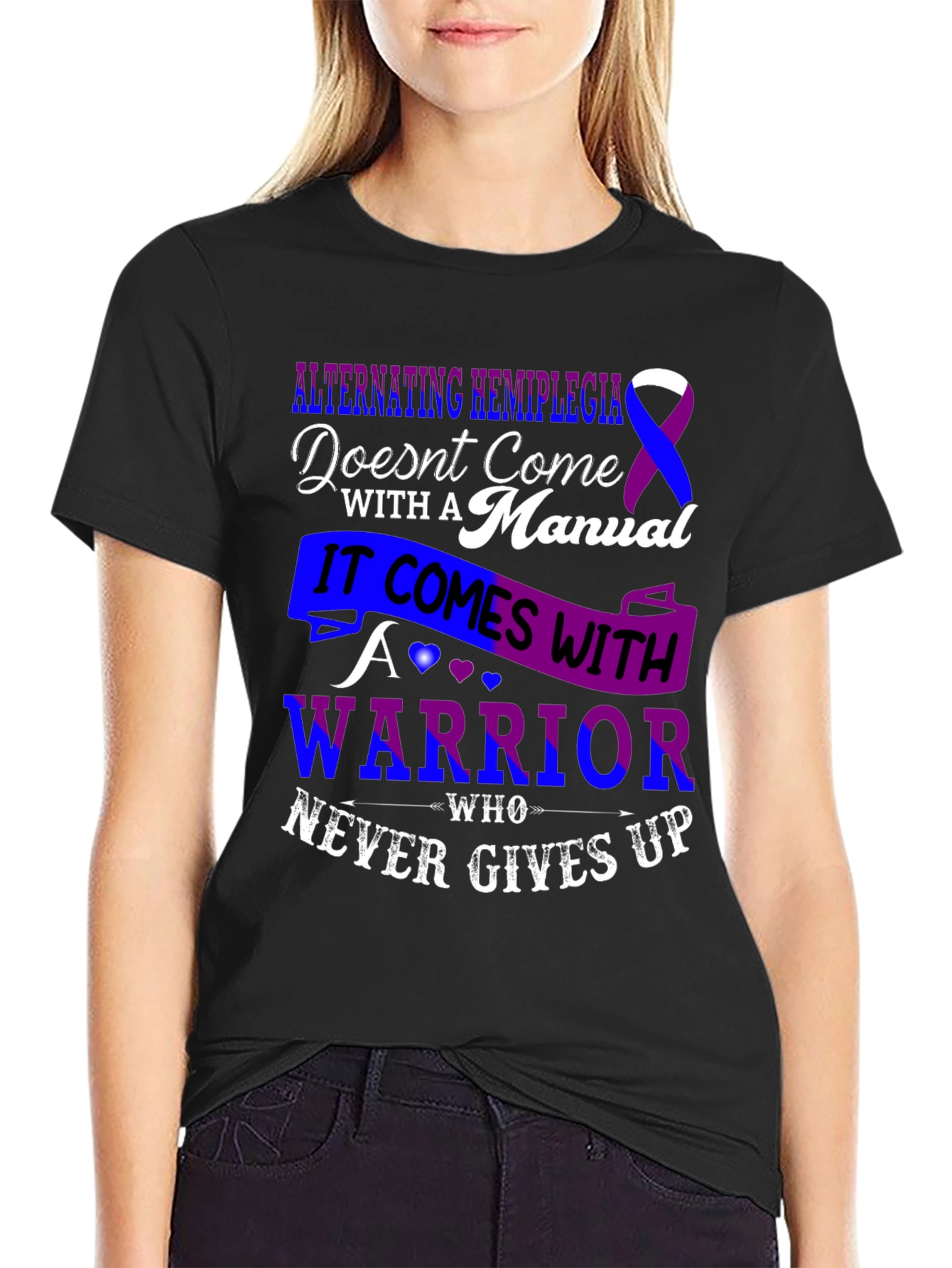 Alternating Hemiplegia Warrior T-Shirt - Never Gives Up