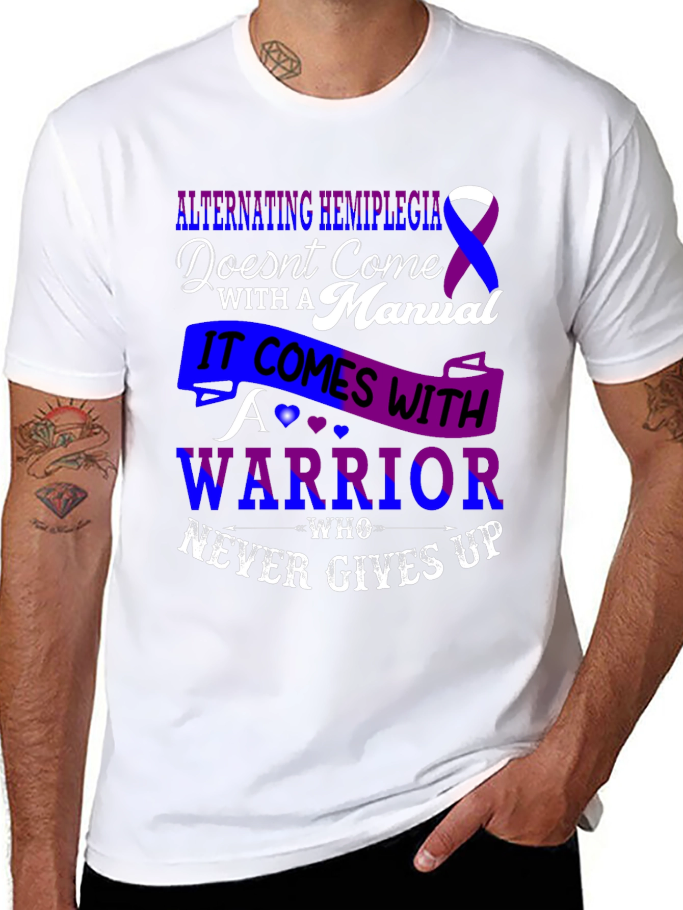 Alternating Hemiplegia Warrior T-Shirt - Never Gives Up