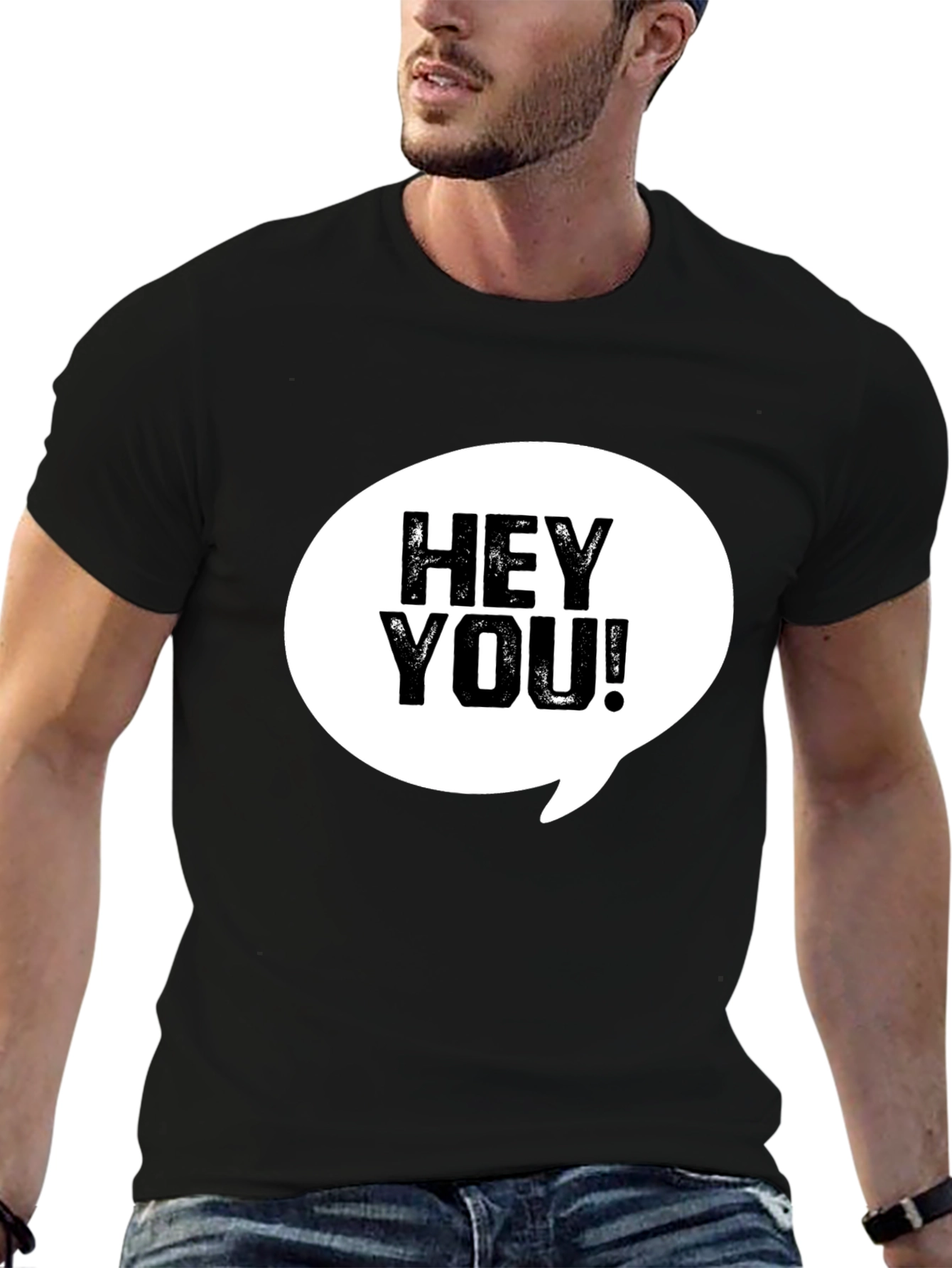 Hey You! Graphic Print Crew Neck T-Shirt