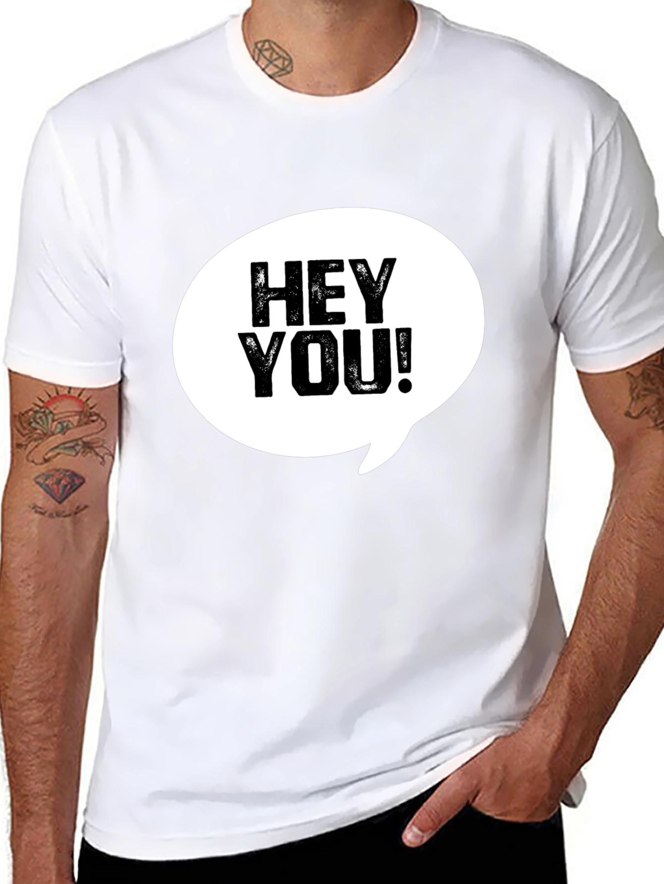 Hey You! Graphic Print Crew Neck T-Shirt