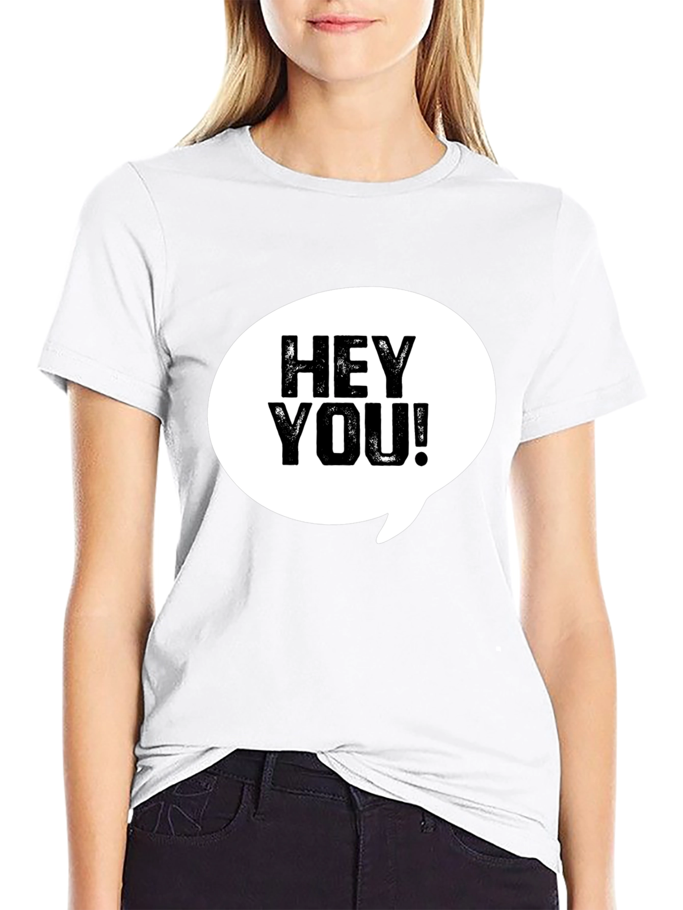 Hey You! Graphic Print Crew Neck T-Shirt