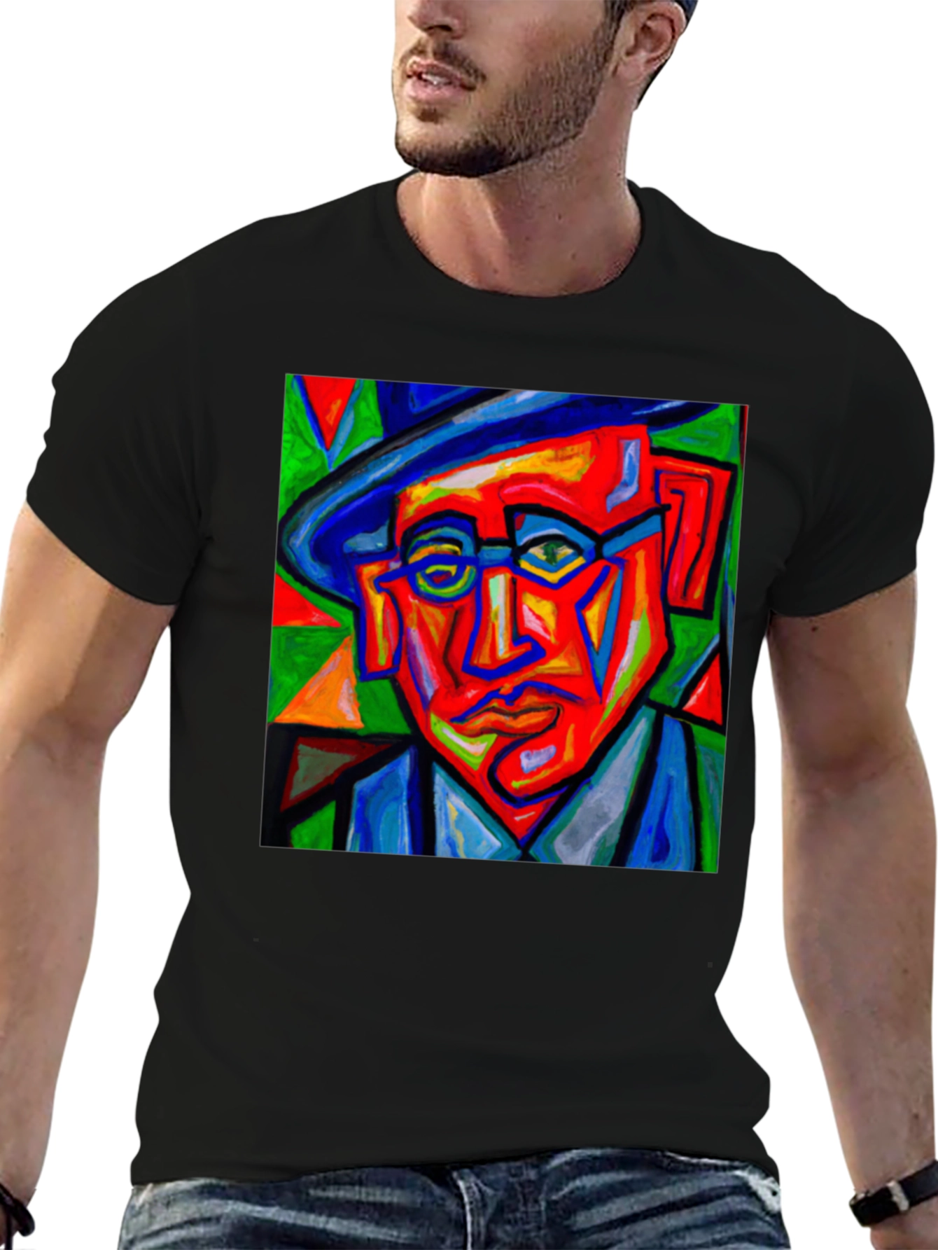 Abstract Portrait Graphic Tee - Mens Black T-Shirt