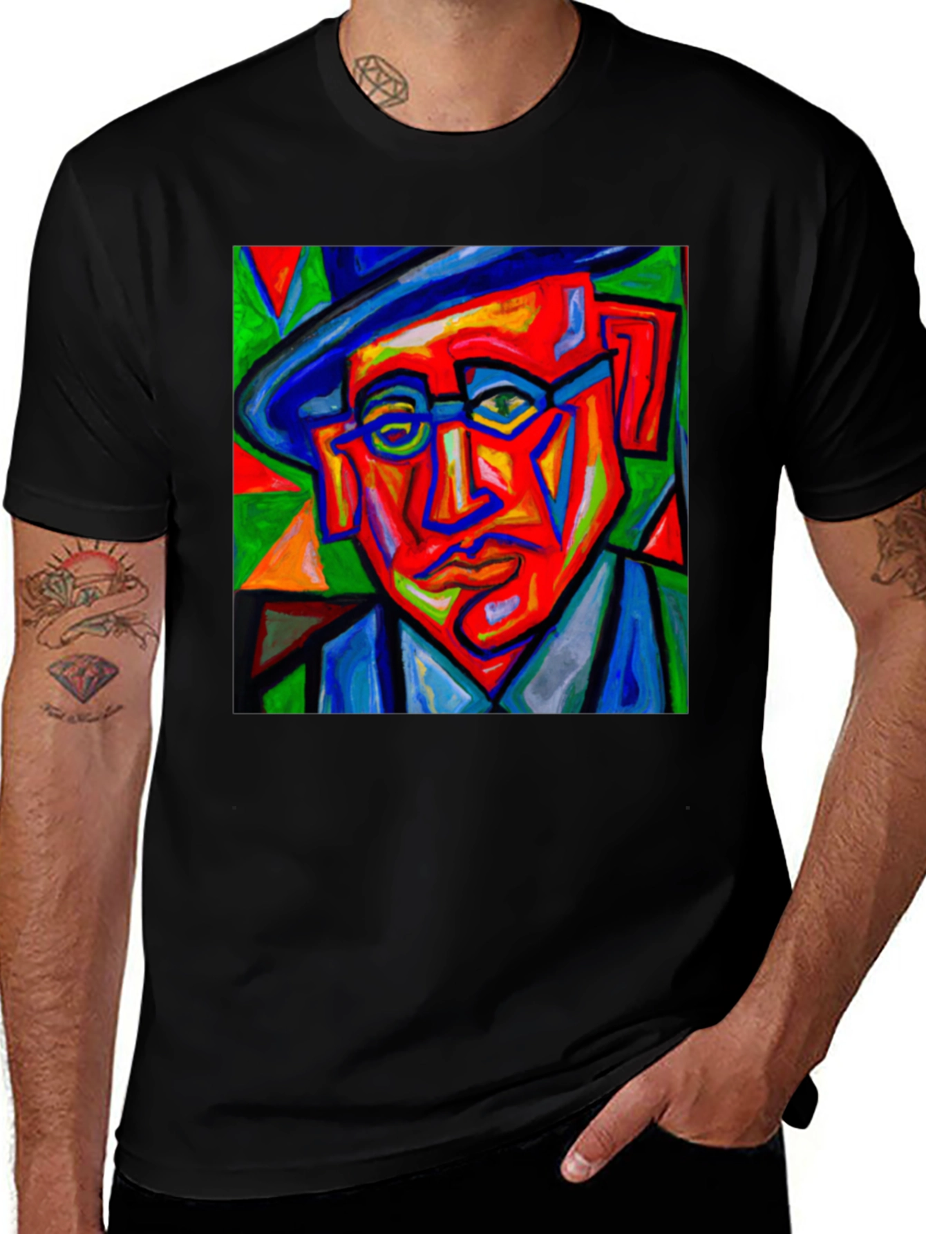 Abstract Portrait Graphic Tee - Mens Black T-Shirt