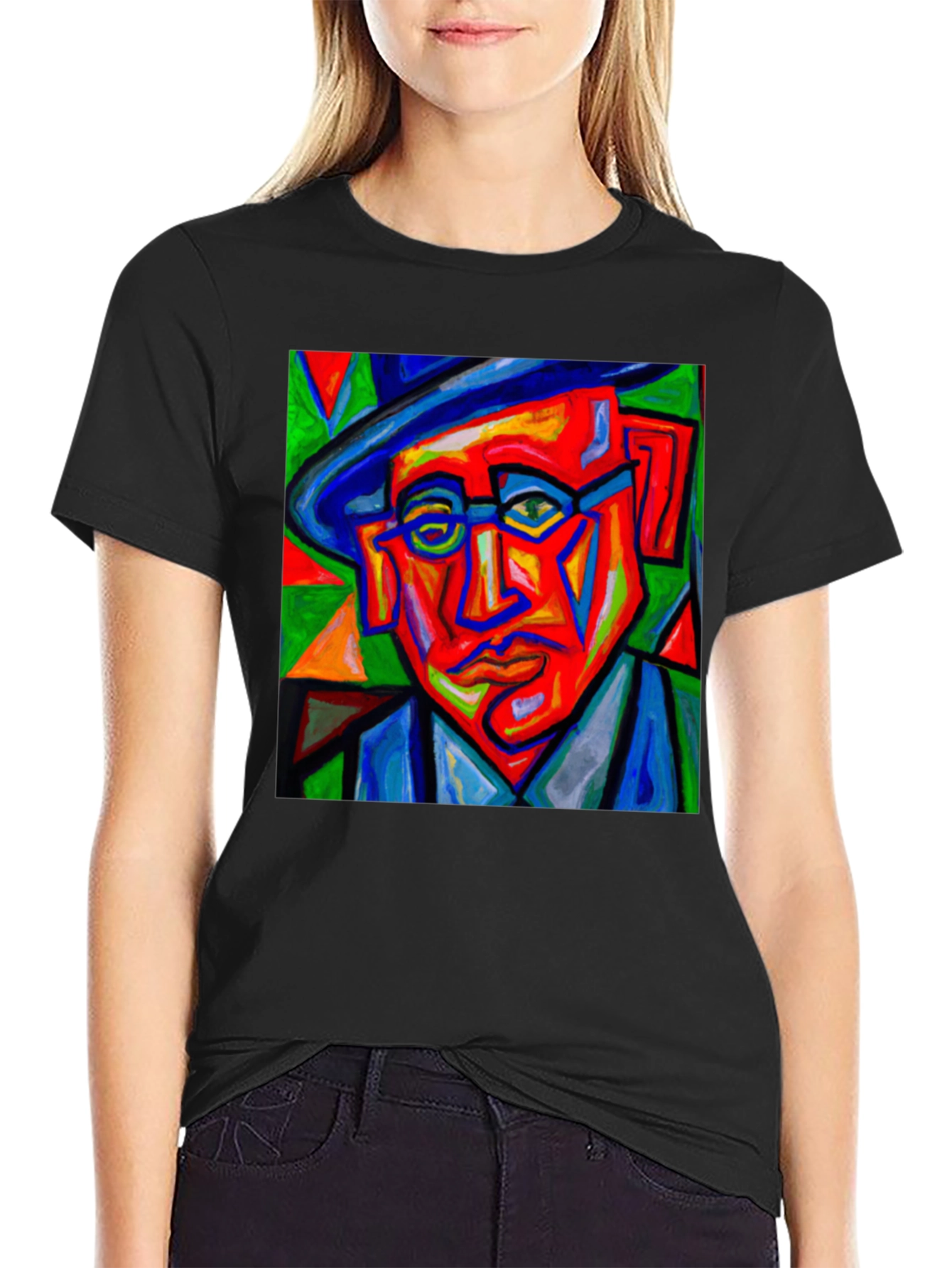 Abstract Portrait Graphic Tee - Mens Black T-Shirt