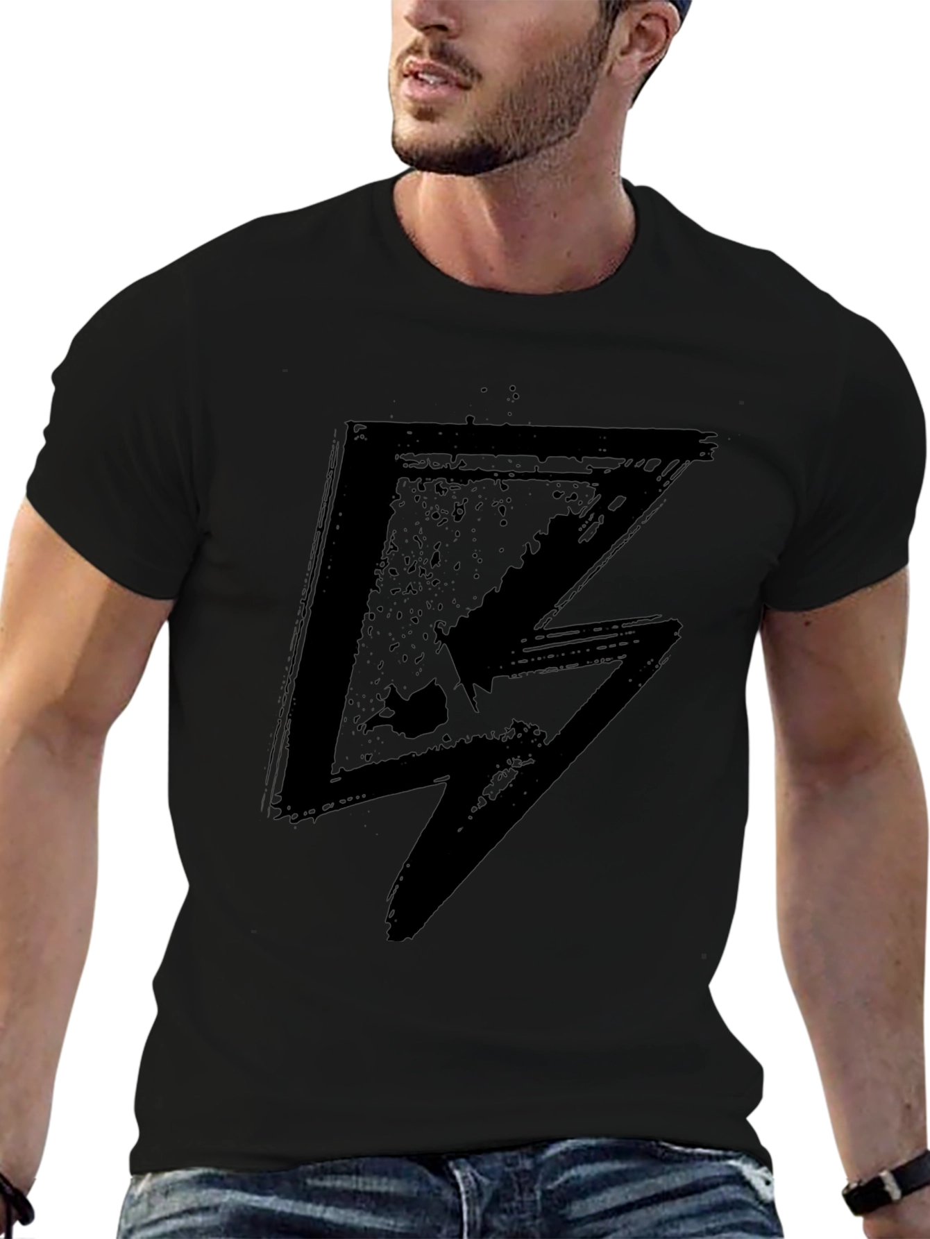 Grunge Lightning Bolt Black T-Shirt