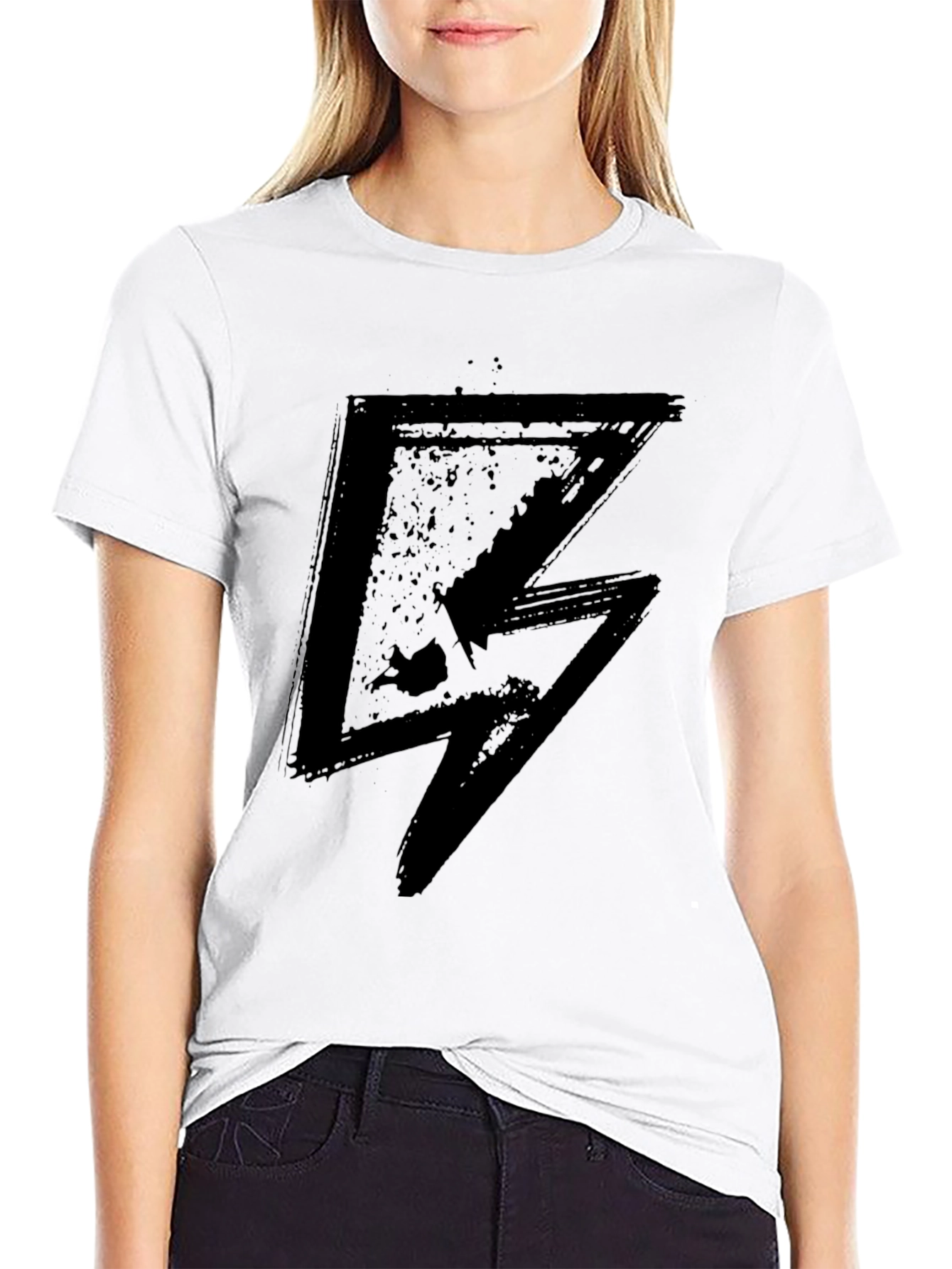 Grunge Lightning Bolt Black T-Shirt