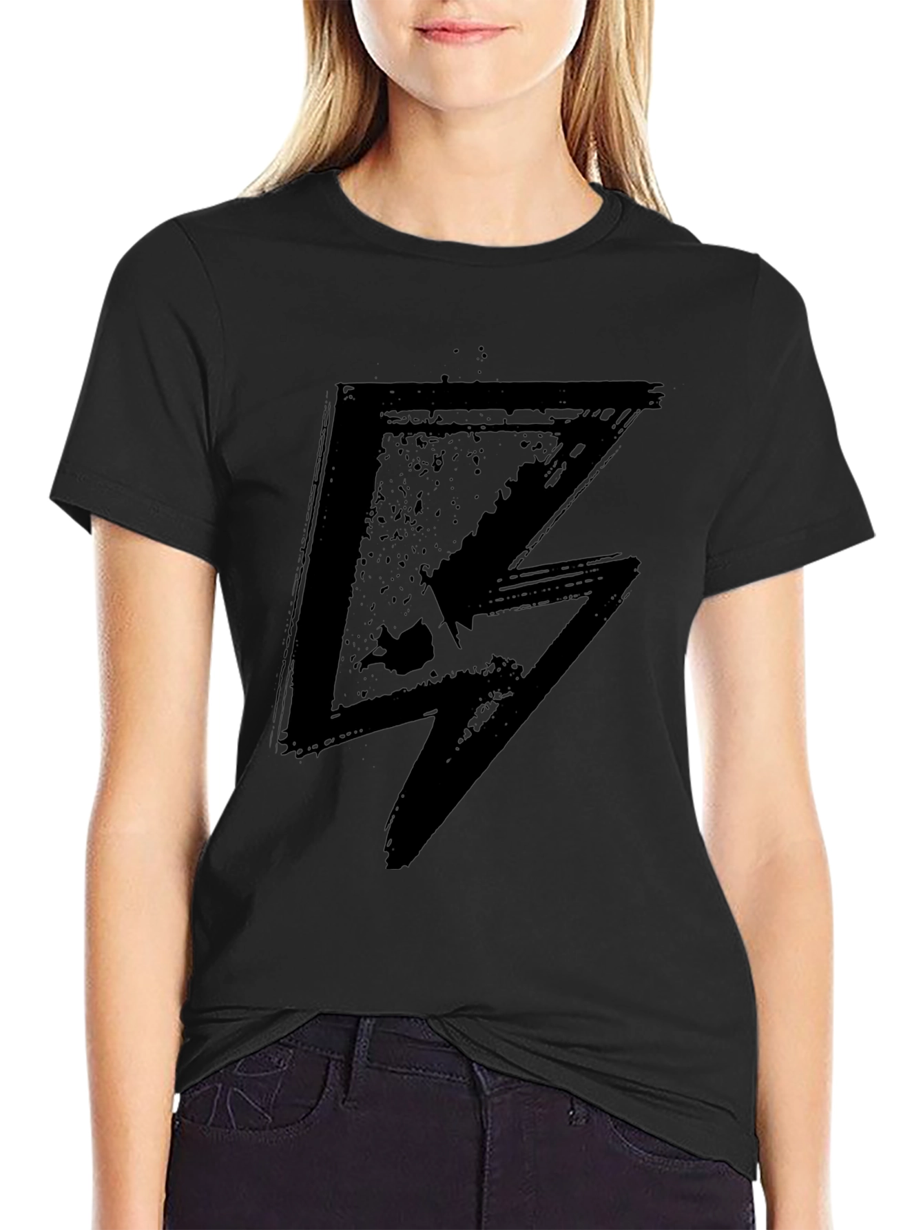 Grunge Lightning Bolt Black T-Shirt