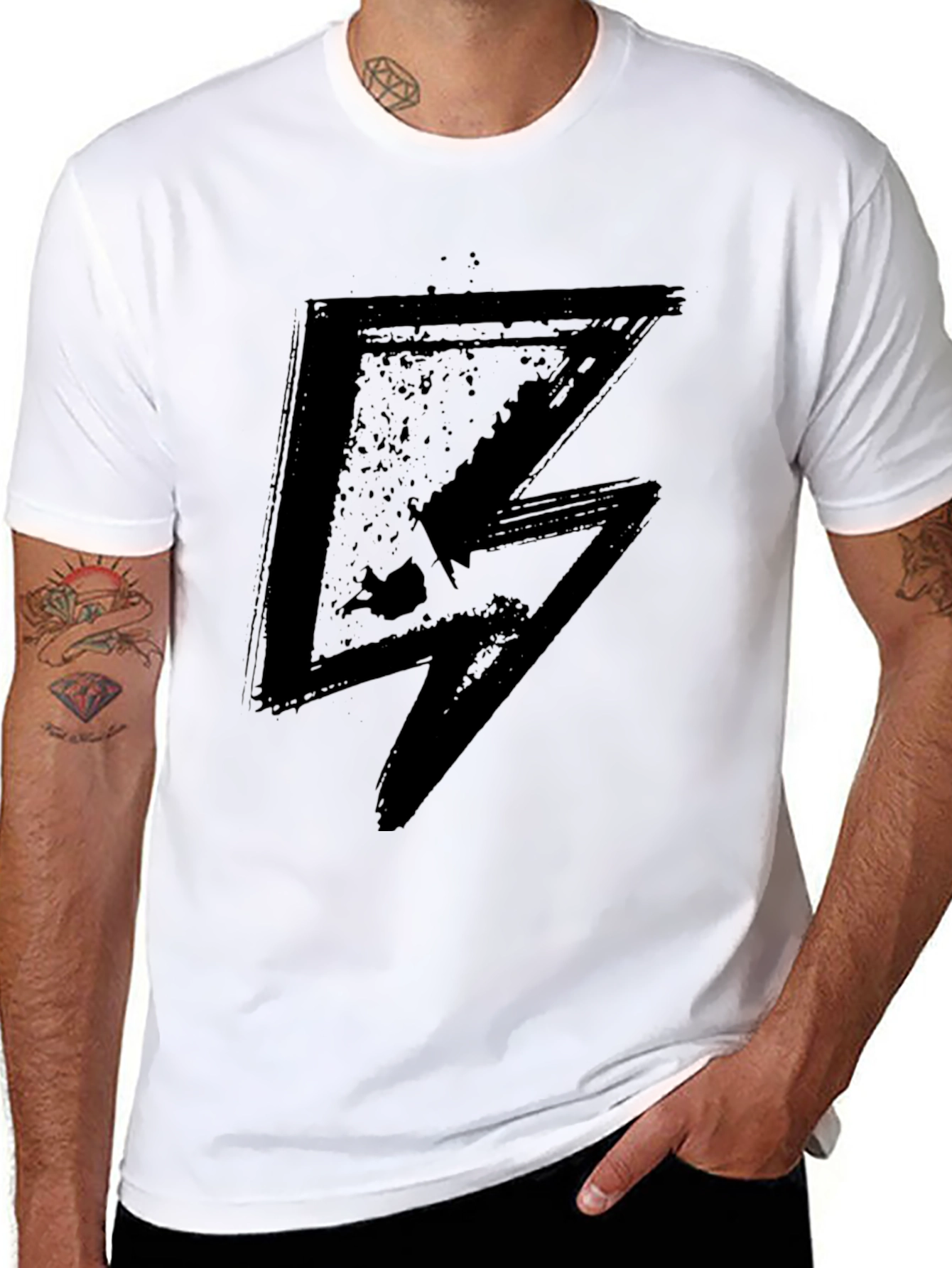 Grunge Lightning Bolt Black T-Shirt