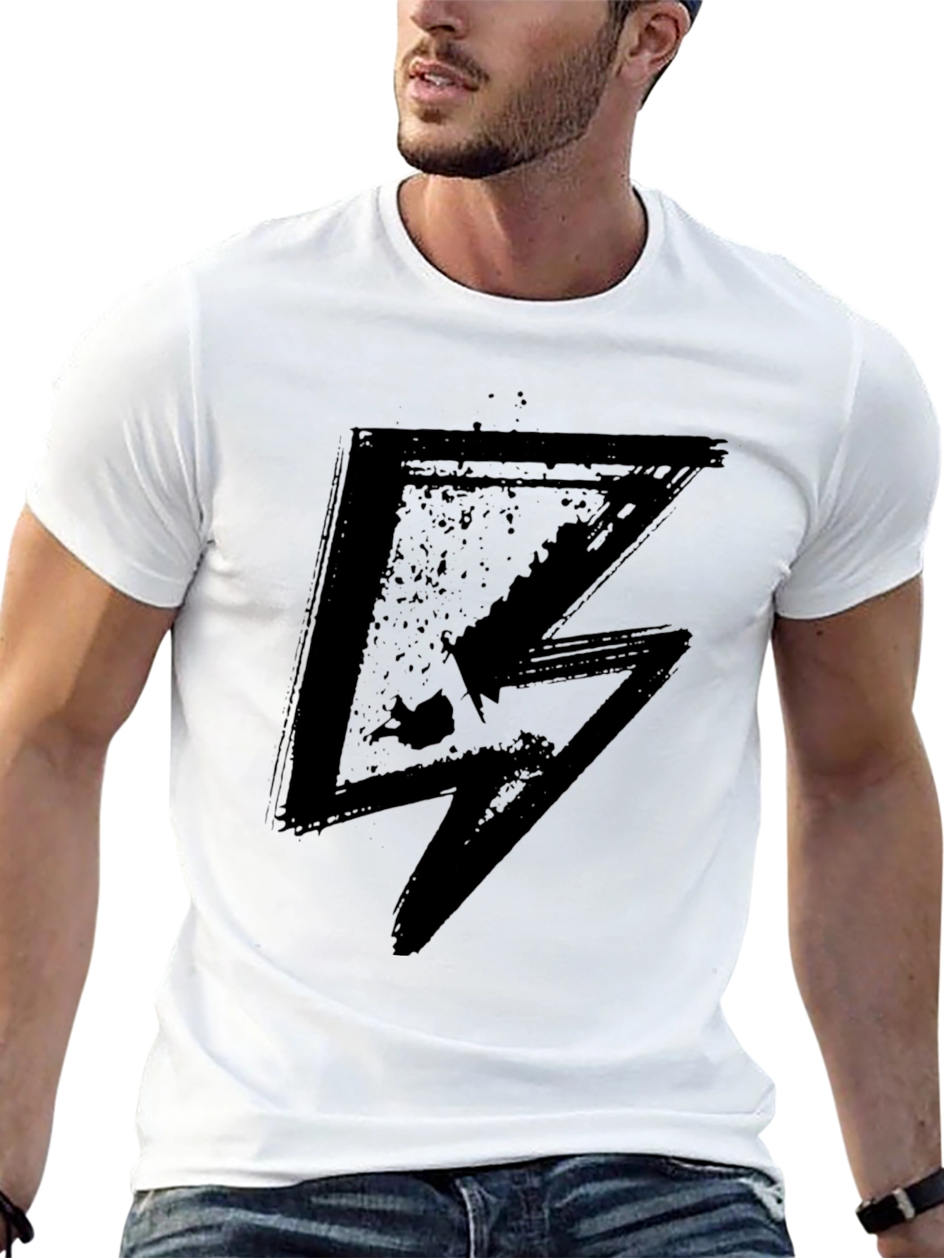 Grunge Lightning Bolt Black T-Shirt