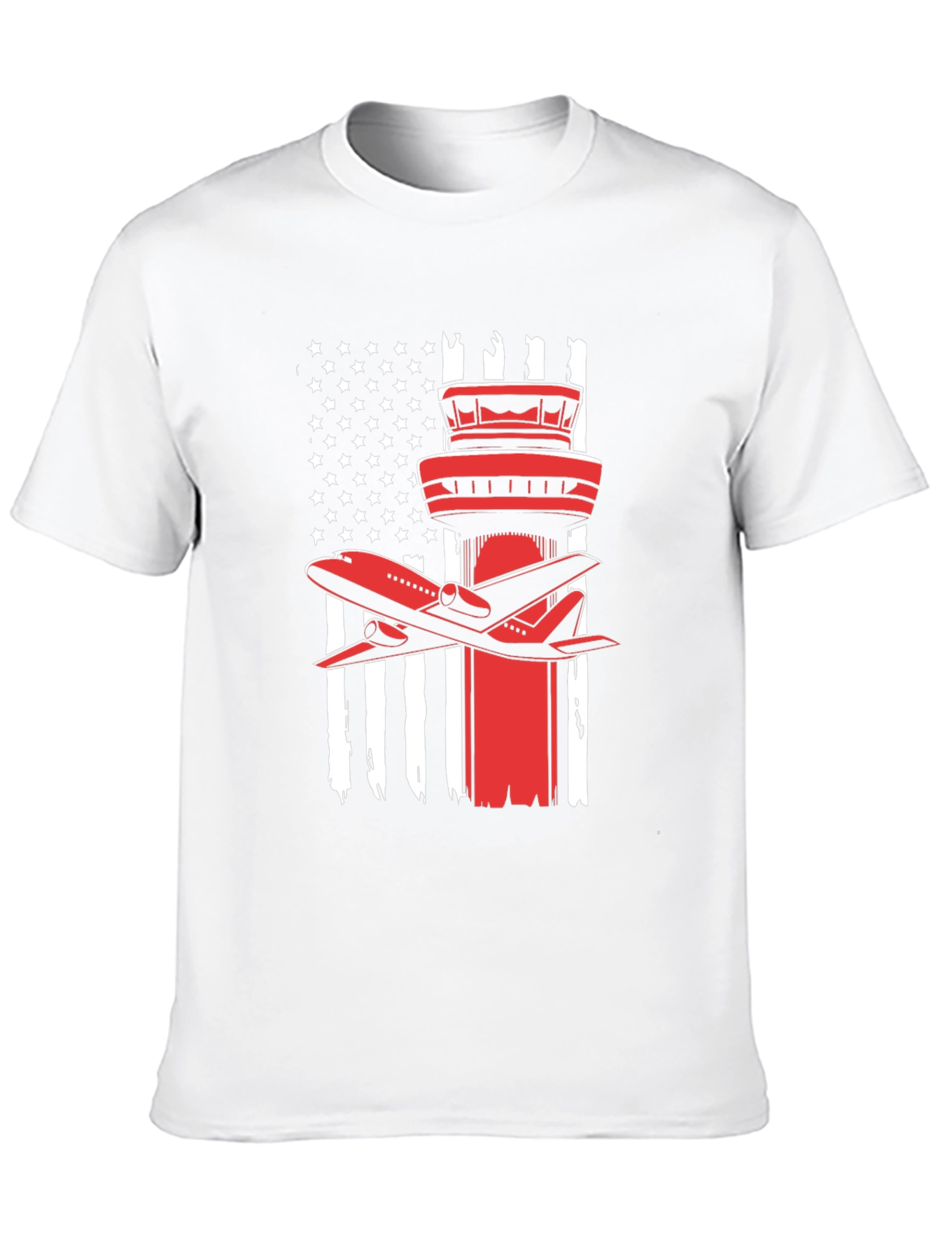 Patriotic Airplane T-Shirt: American Flag Airport Tower