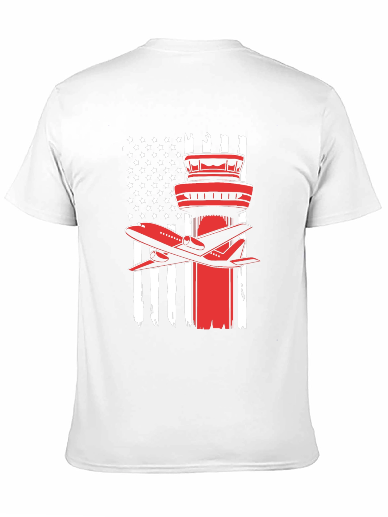 Patriotic Airplane T-Shirt: American Flag Airport Tower