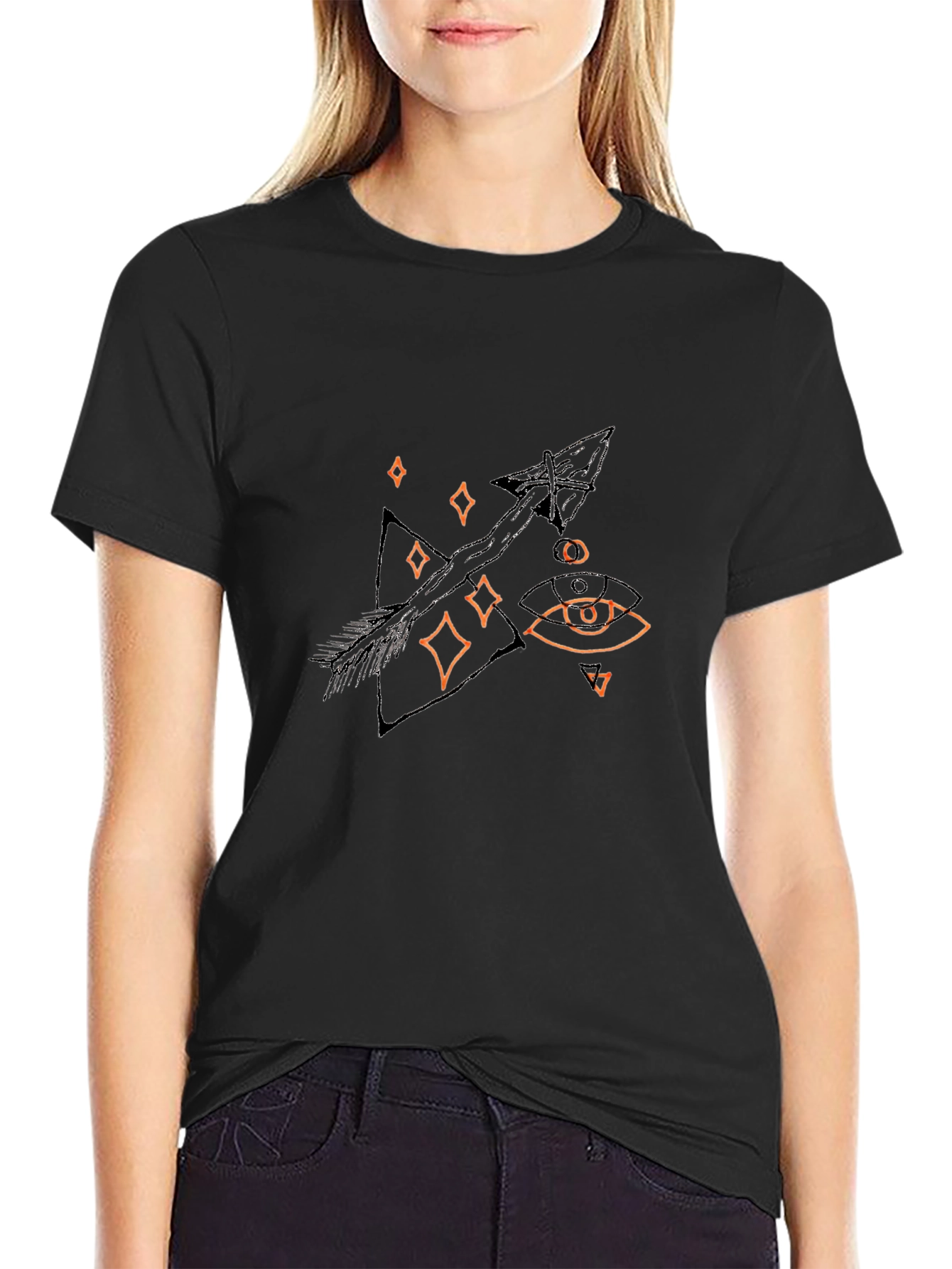 Mystic Arrow Graphic Tee - Black Cotton Comfort