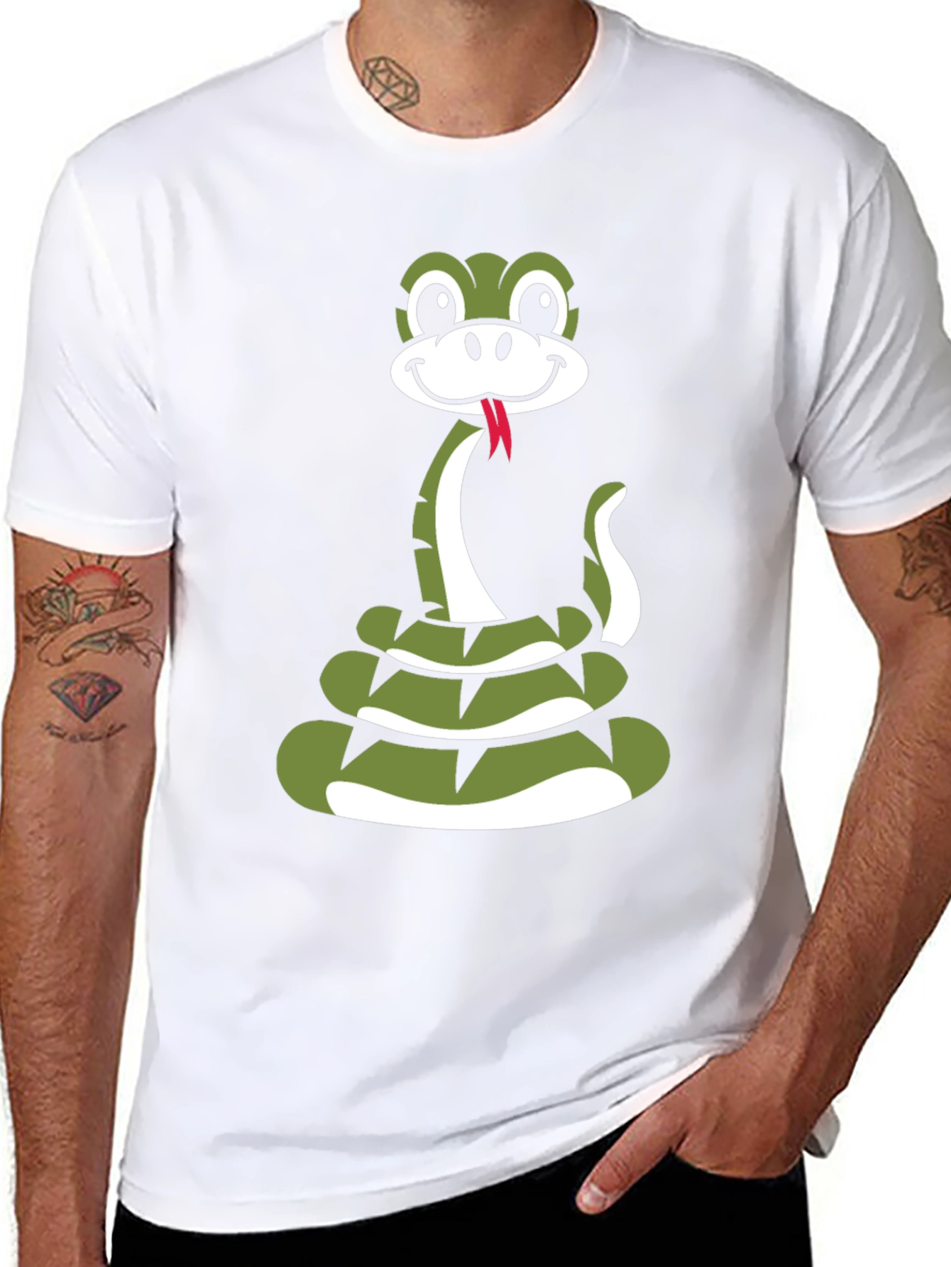 Snake Cartoon Graphic Black T-Shirt