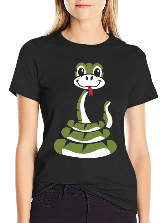 Snake Cartoon Graphic Black T-Shirt