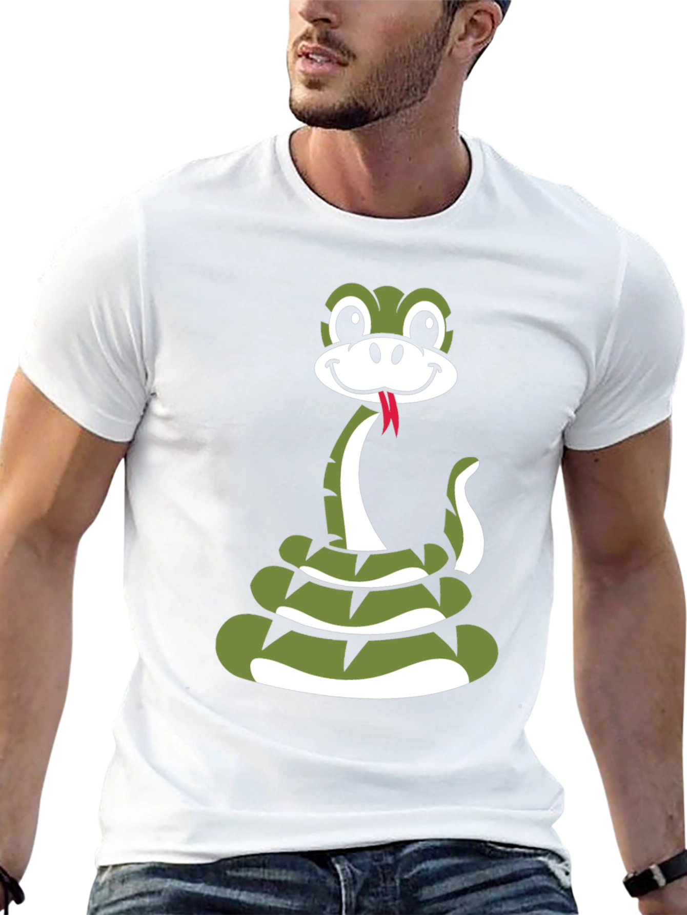 Snake Cartoon Graphic Black T-Shirt