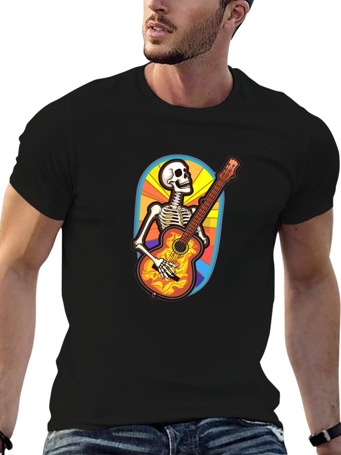 Skeleton Guitarist Graphic Tee - Black