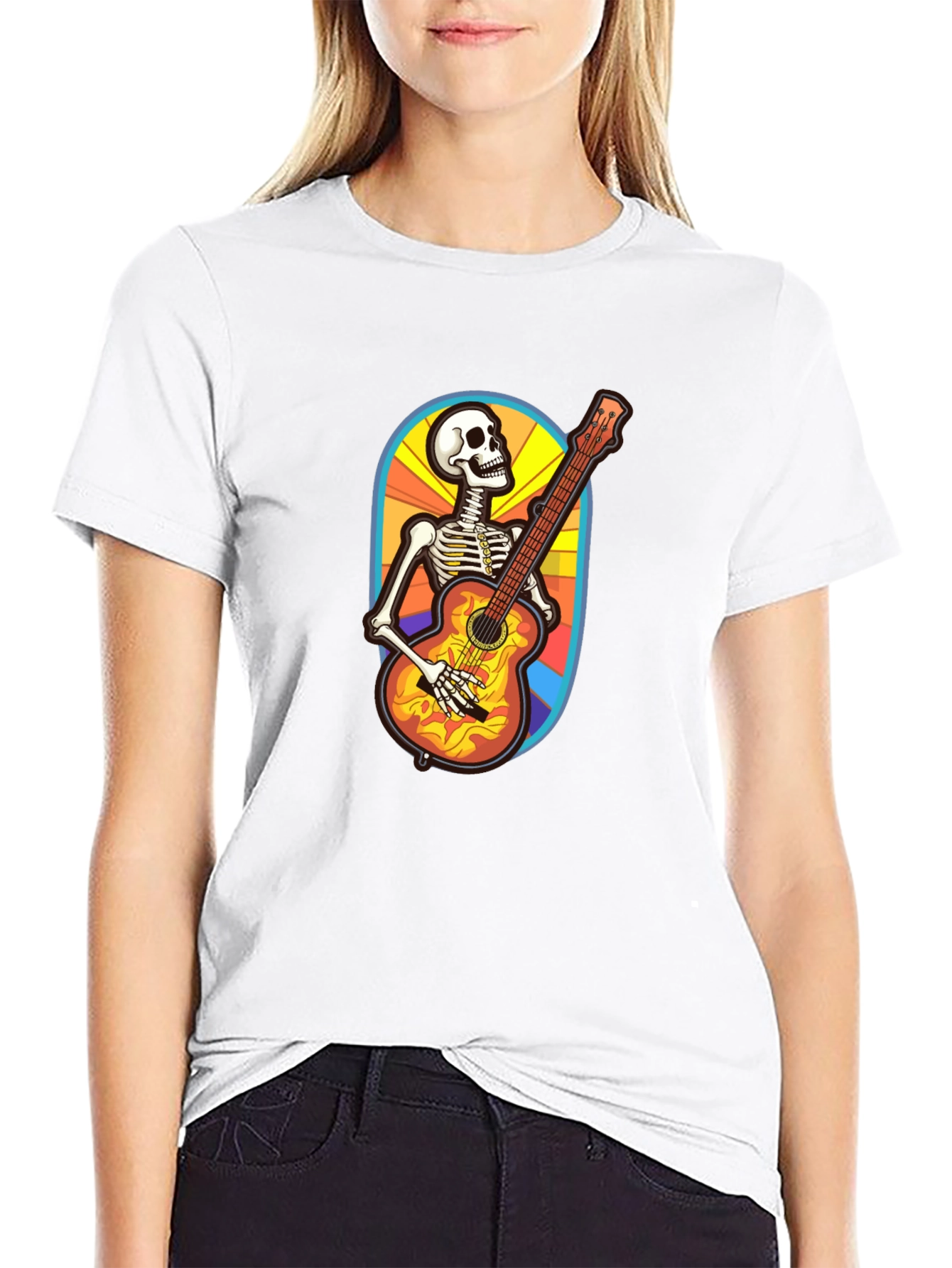 Skeleton Guitarist Graphic Tee - Black