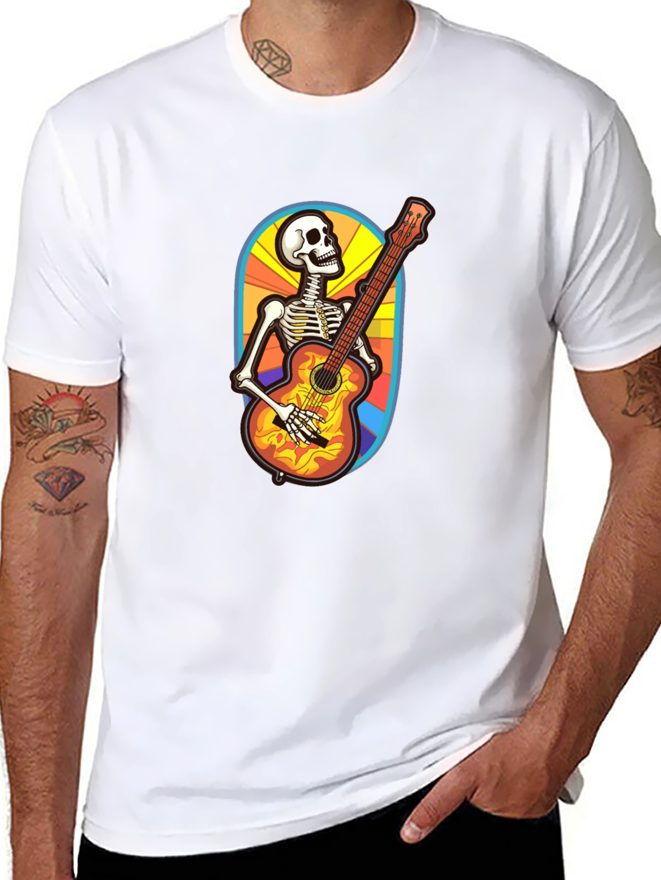 Skeleton Guitarist Graphic Tee - Black