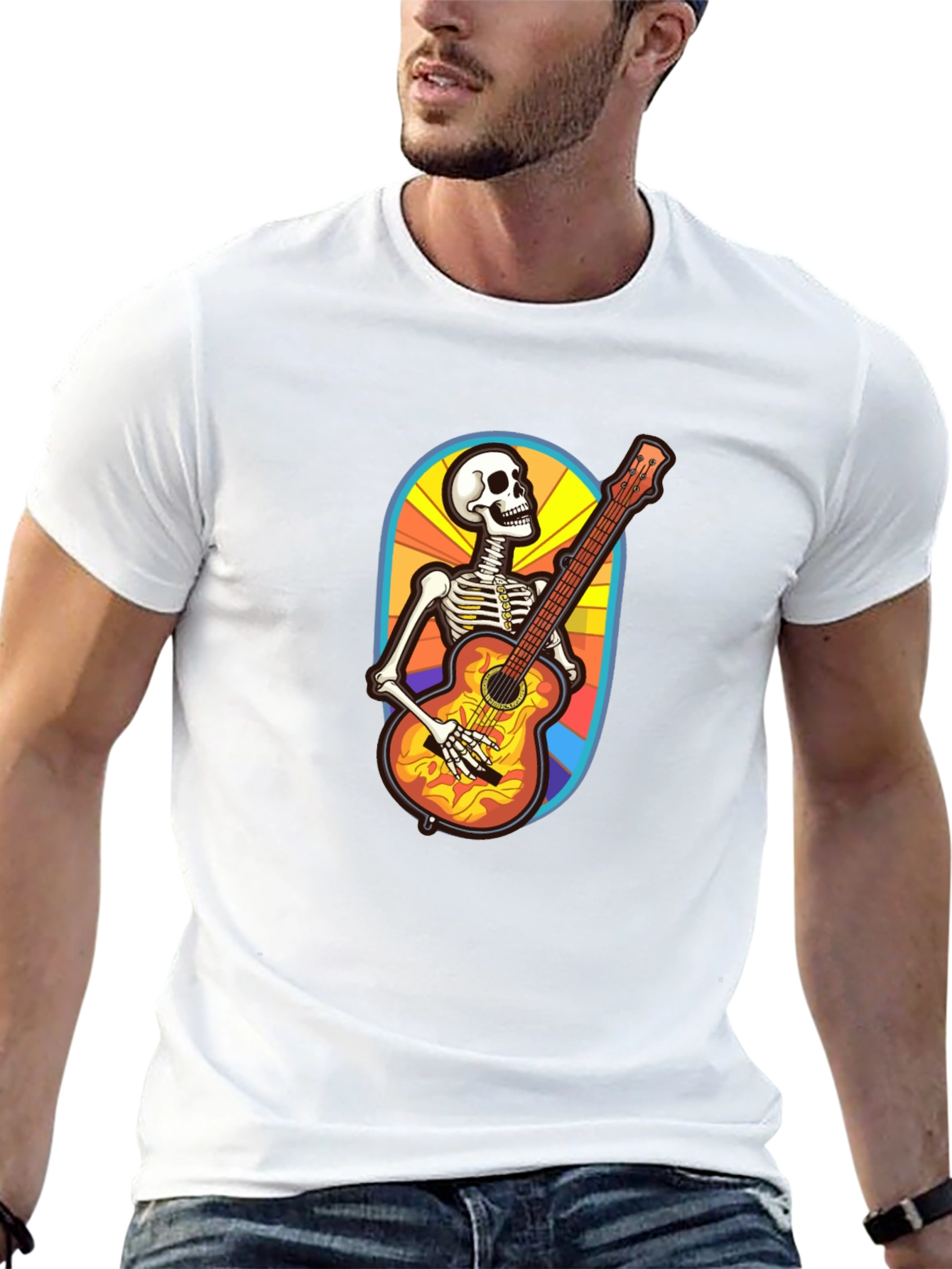 Skeleton Guitarist Graphic Tee - Black