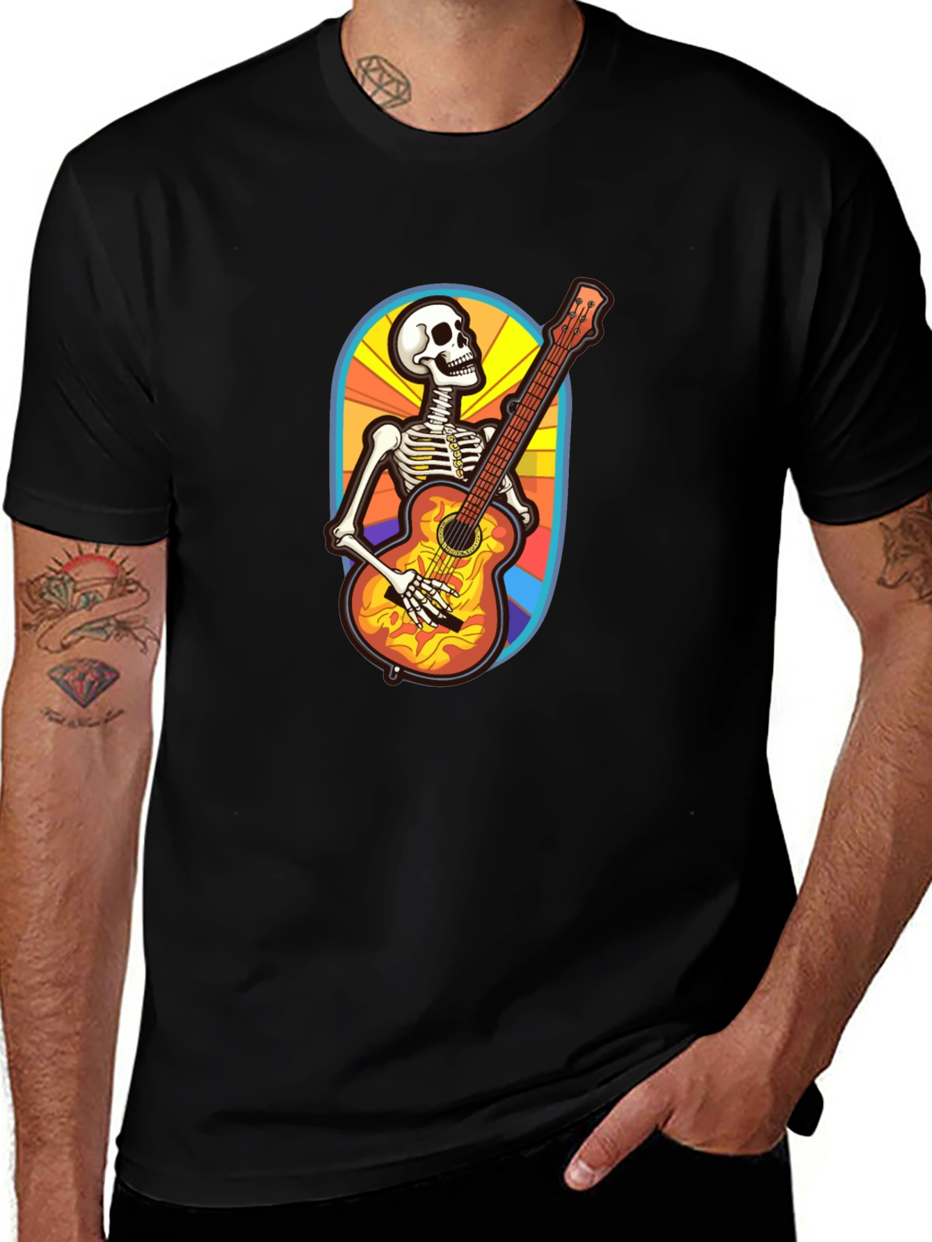 Skeleton Guitarist Graphic Tee - Black