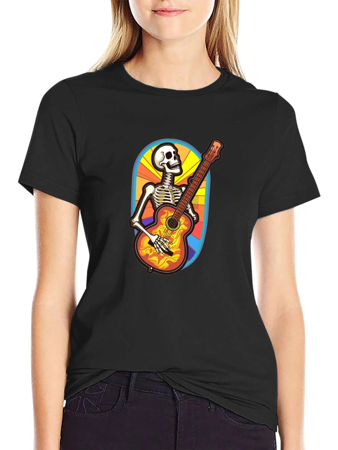 Skeleton Guitarist Graphic Tee - Black