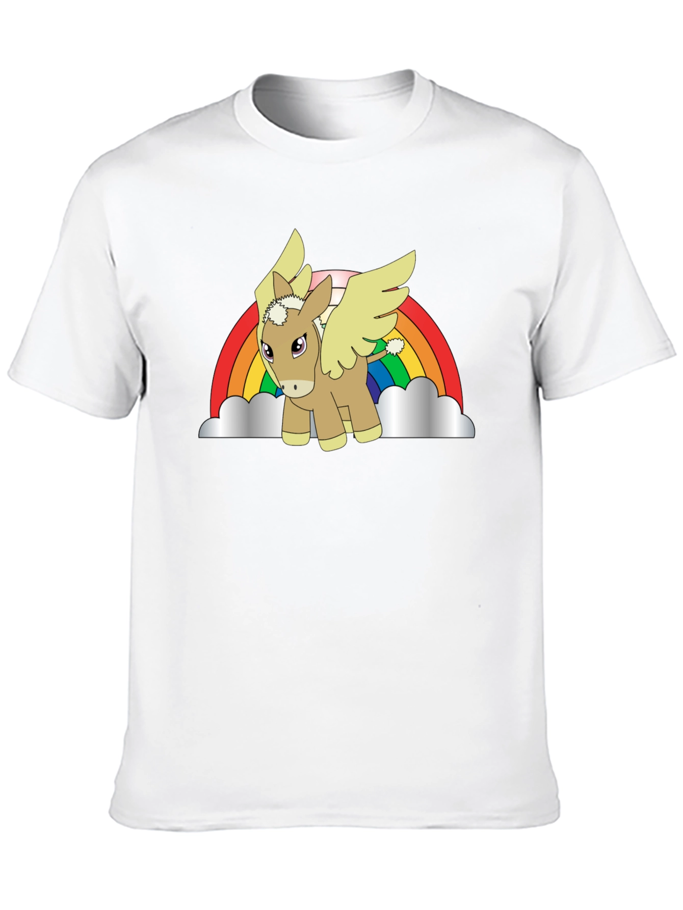 Rainbow Donkey Pegasus Black T-Shirt