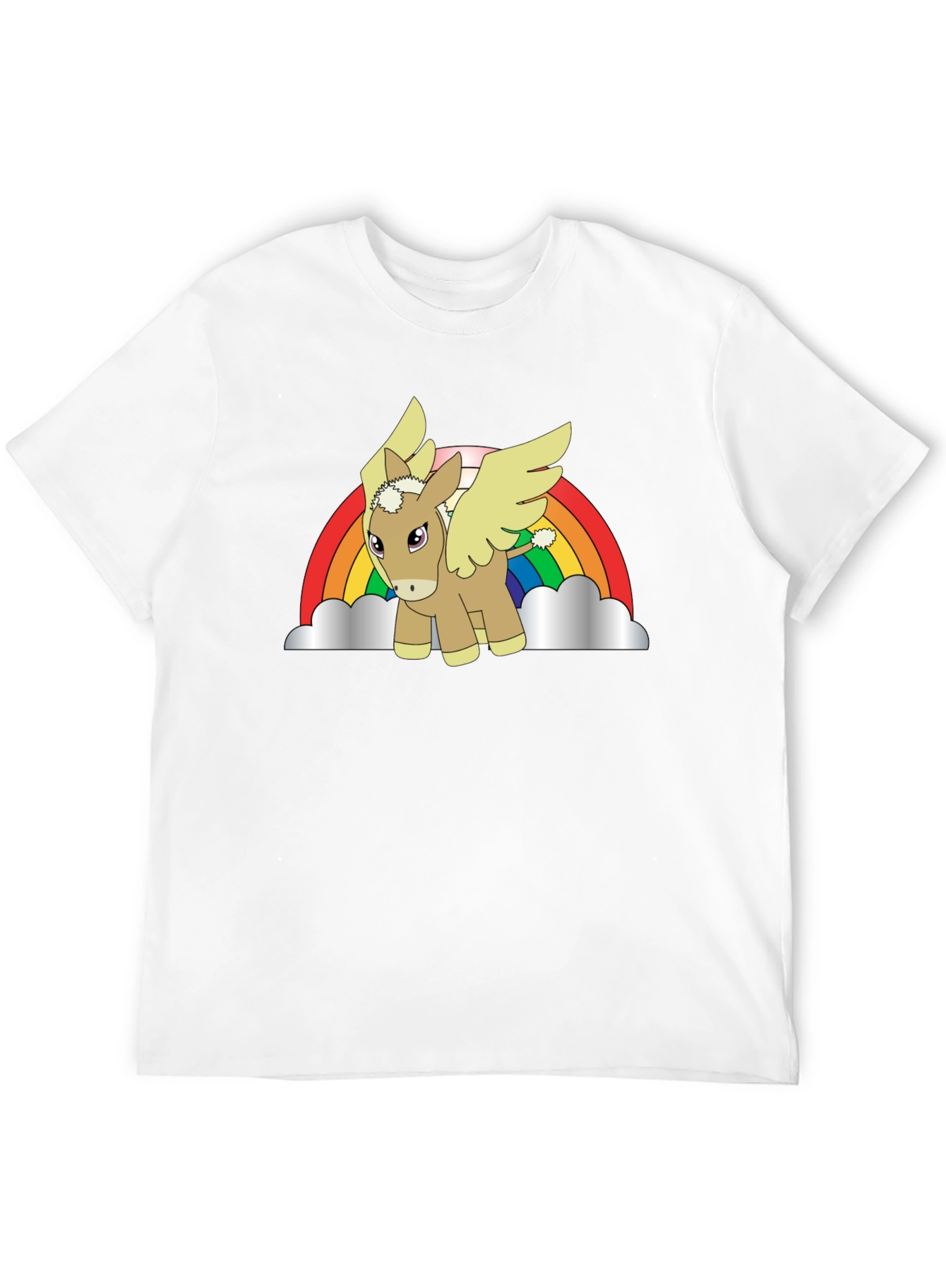 Rainbow Donkey Pegasus Black T-Shirt