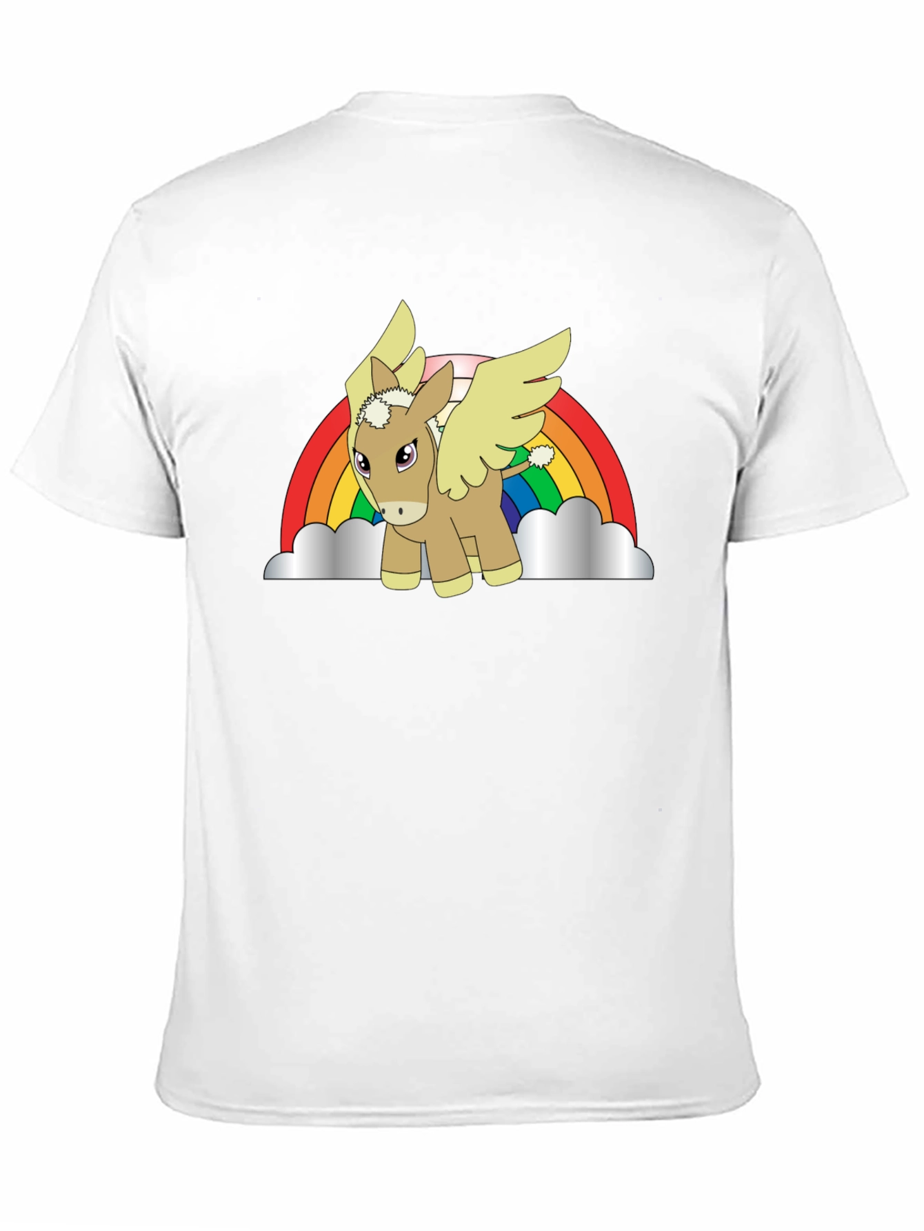Rainbow Donkey Pegasus Black T-Shirt